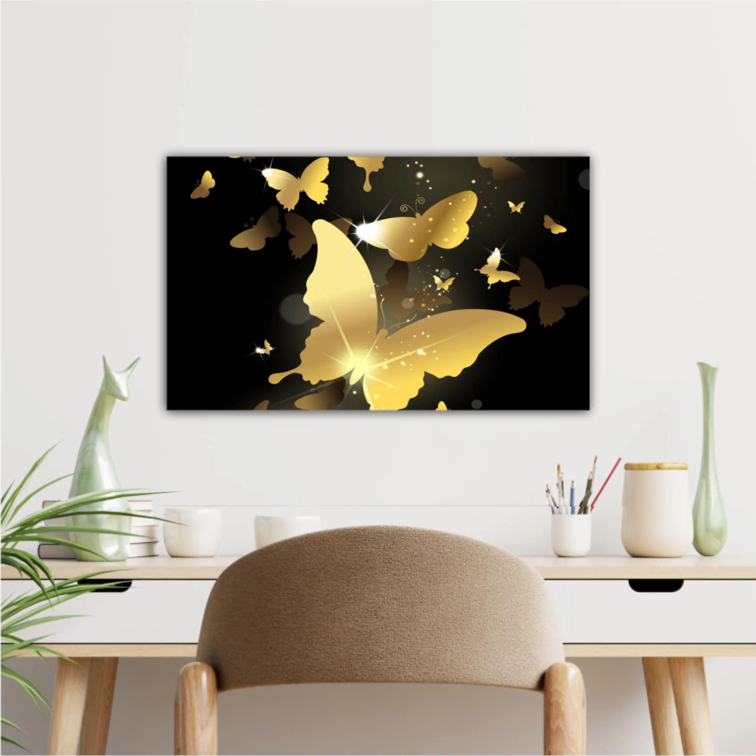 3d illustration of butterfly group on modern background