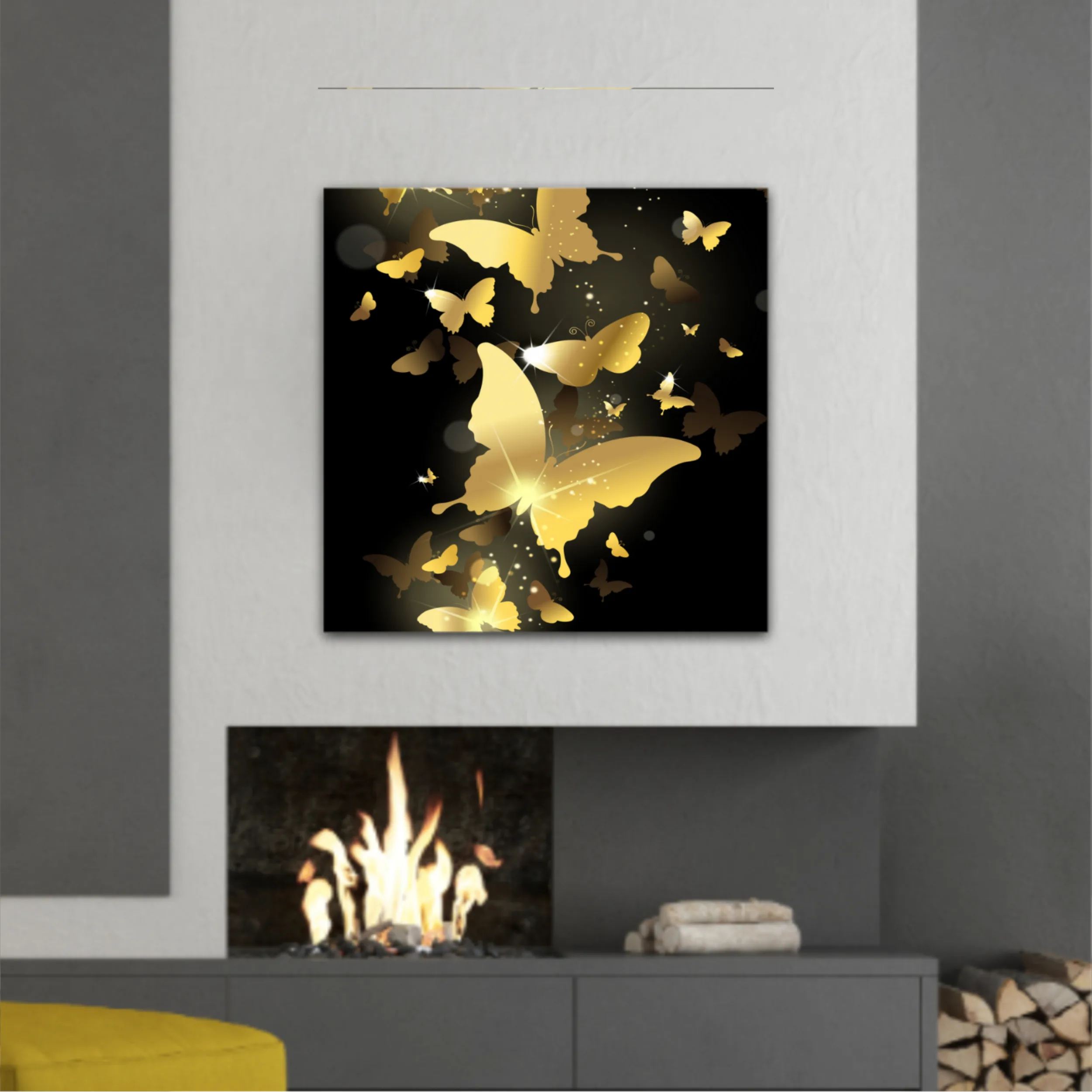 3d illustration of butterfly group on modern background