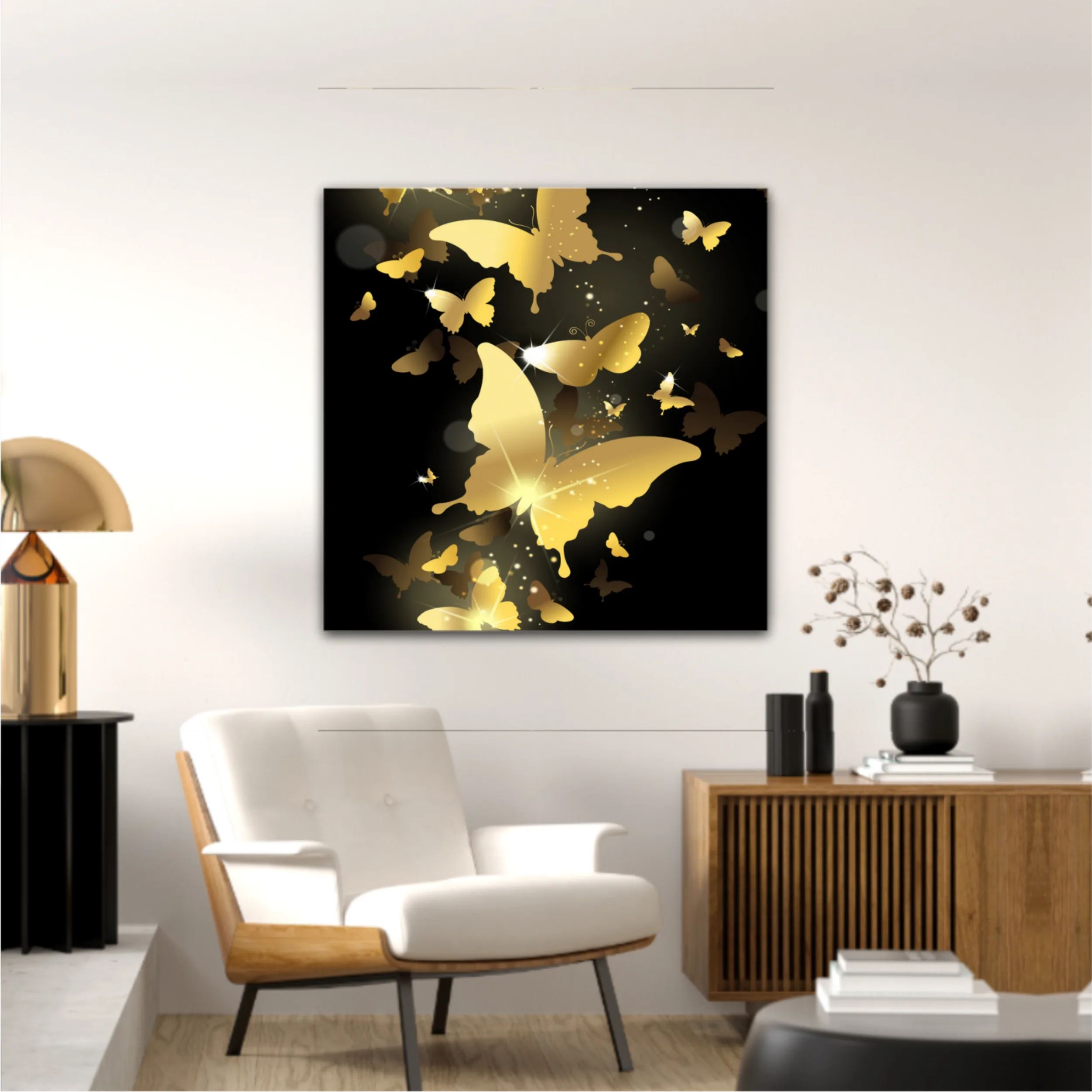 3d illustration of butterfly group on modern background