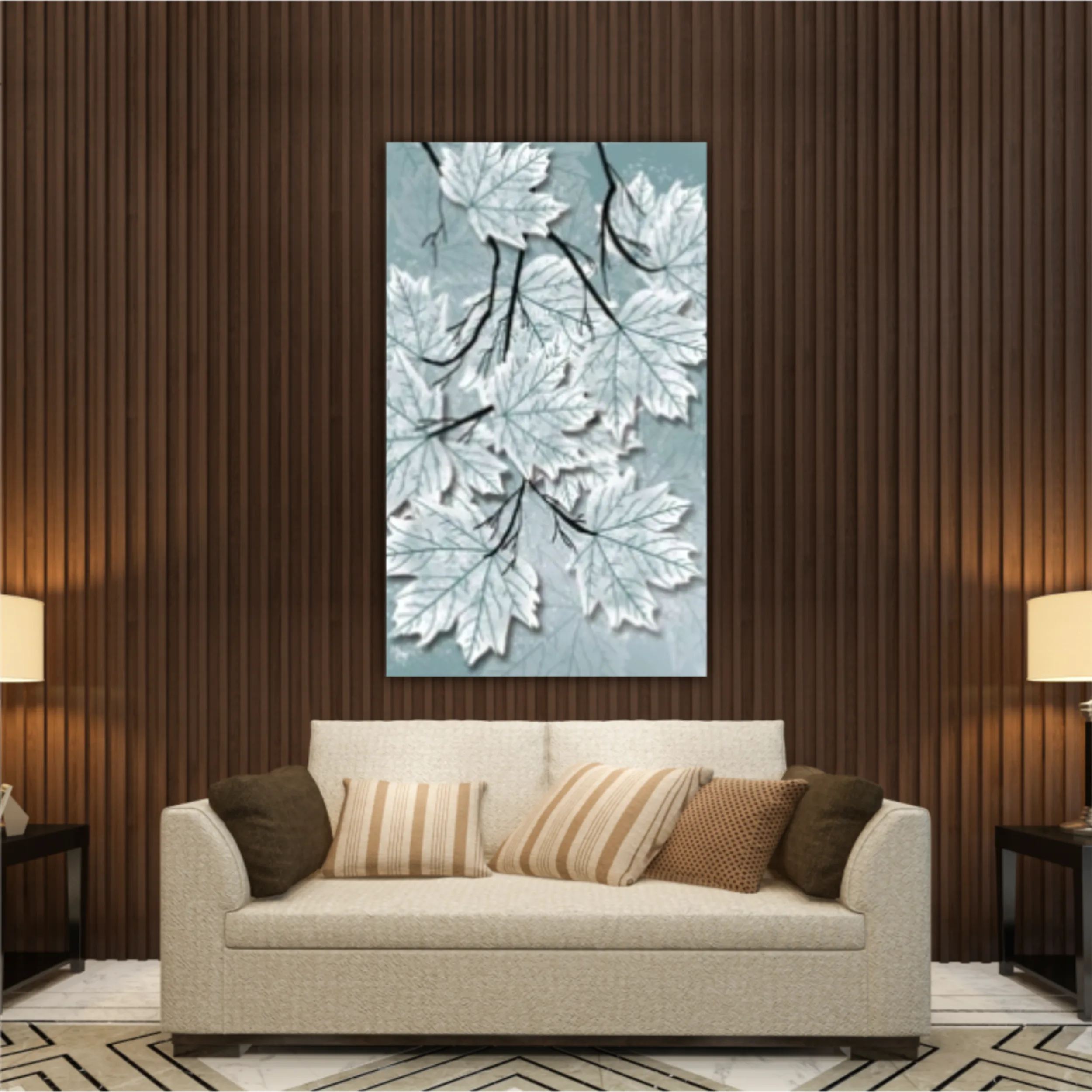 3d illustration of modern tree branch. Luxurious abstract art digital painting