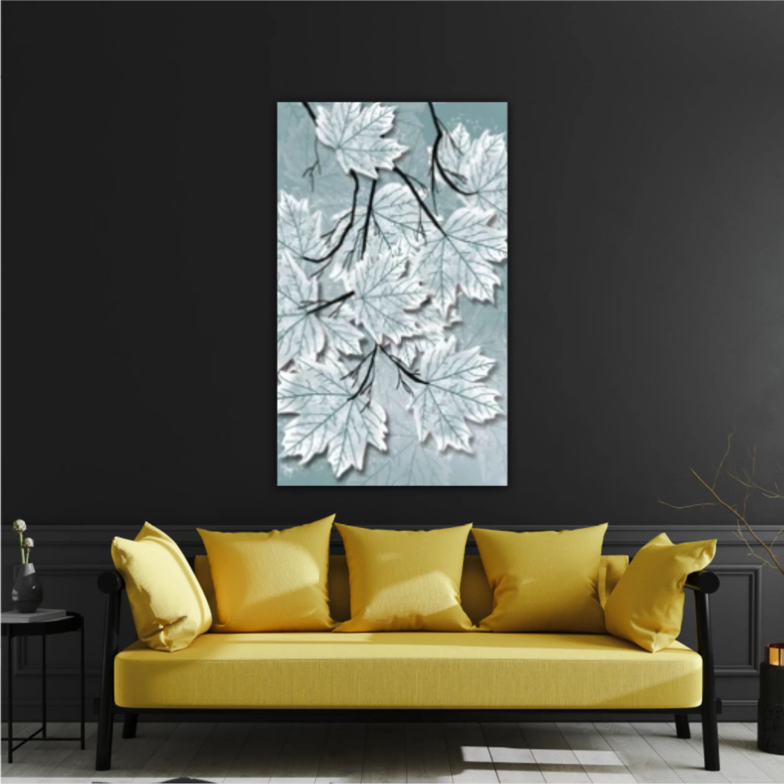 3d illustration of modern tree branch. Luxurious abstract art digital painting