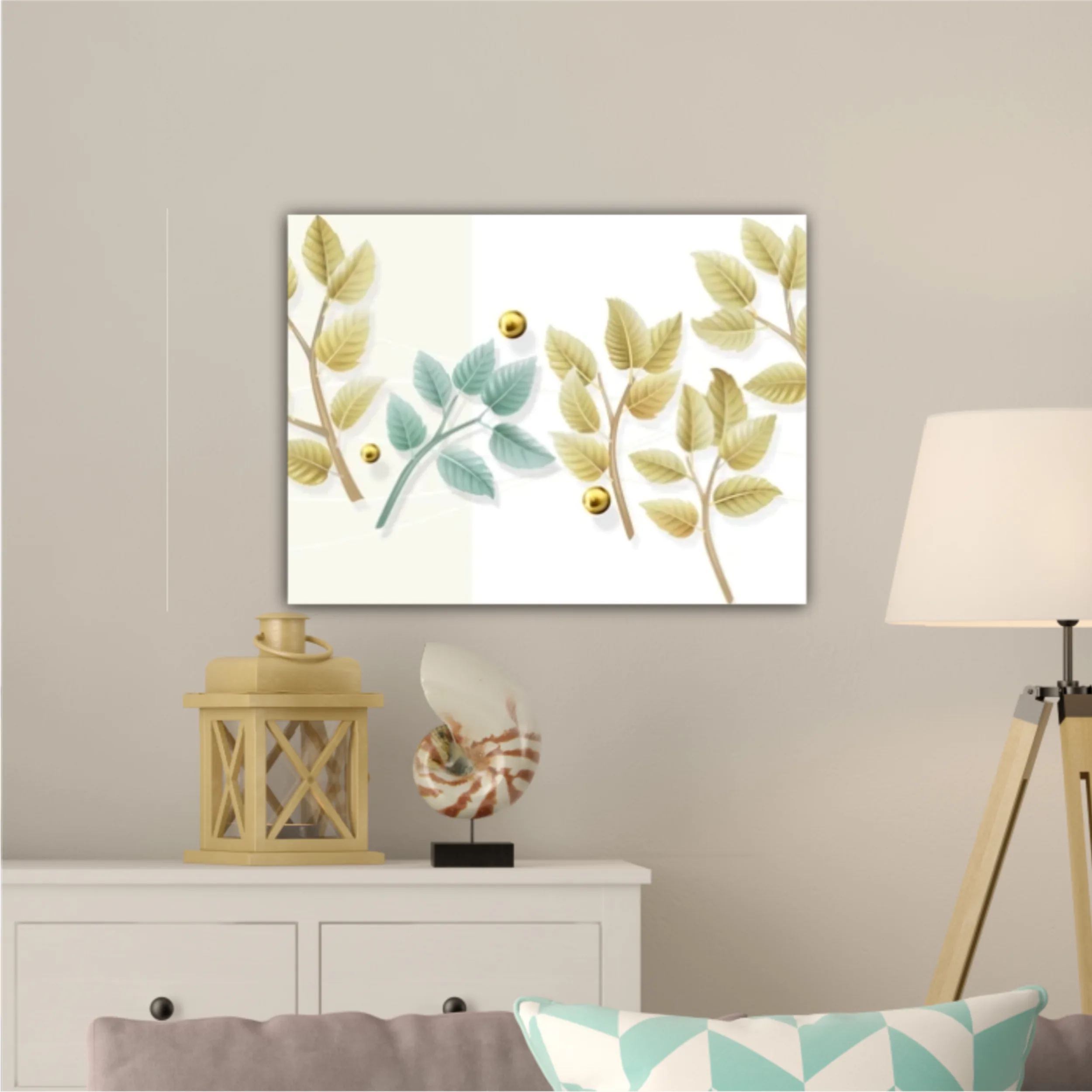 3d illustration of leaves and pearls