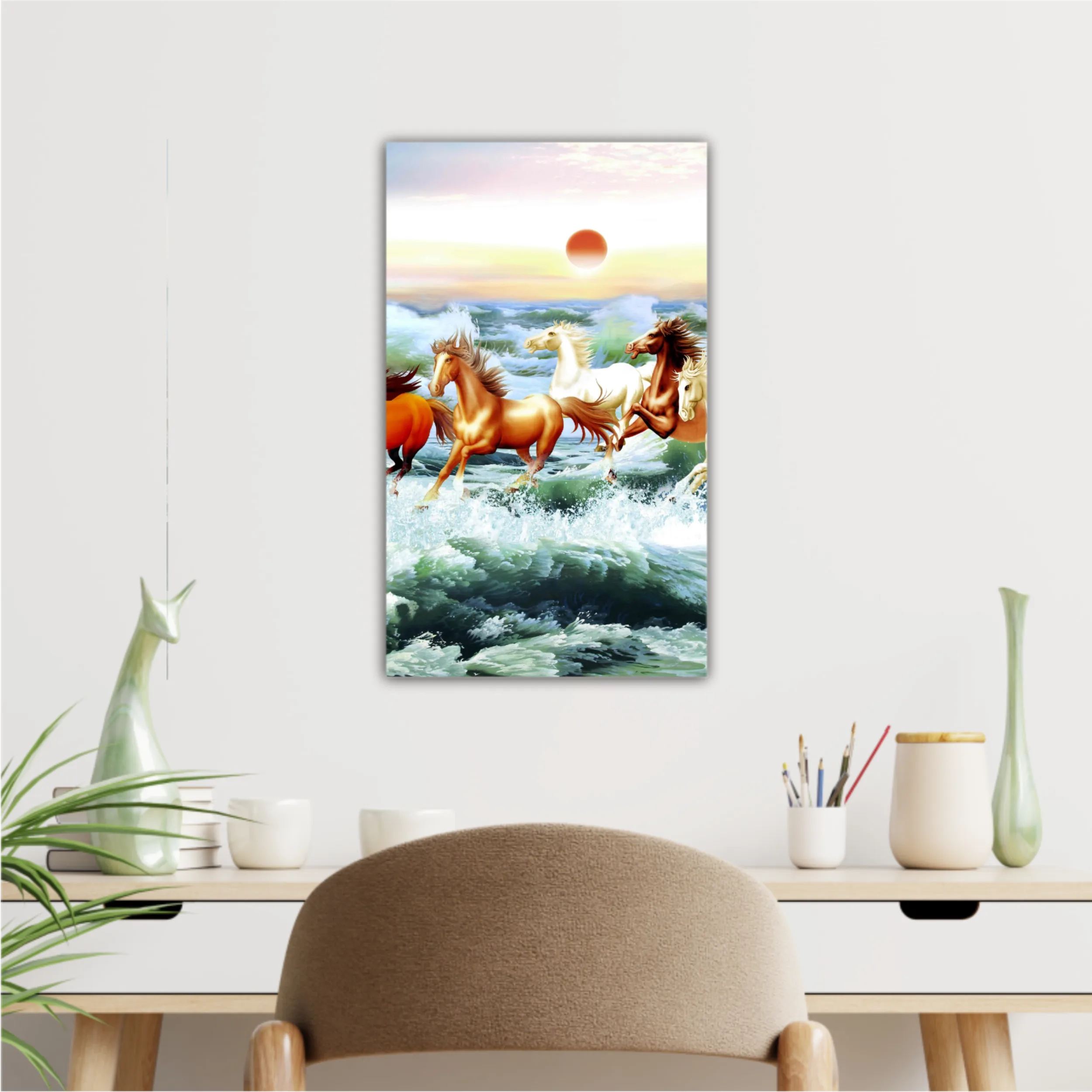 3d illustration of horse and beach design