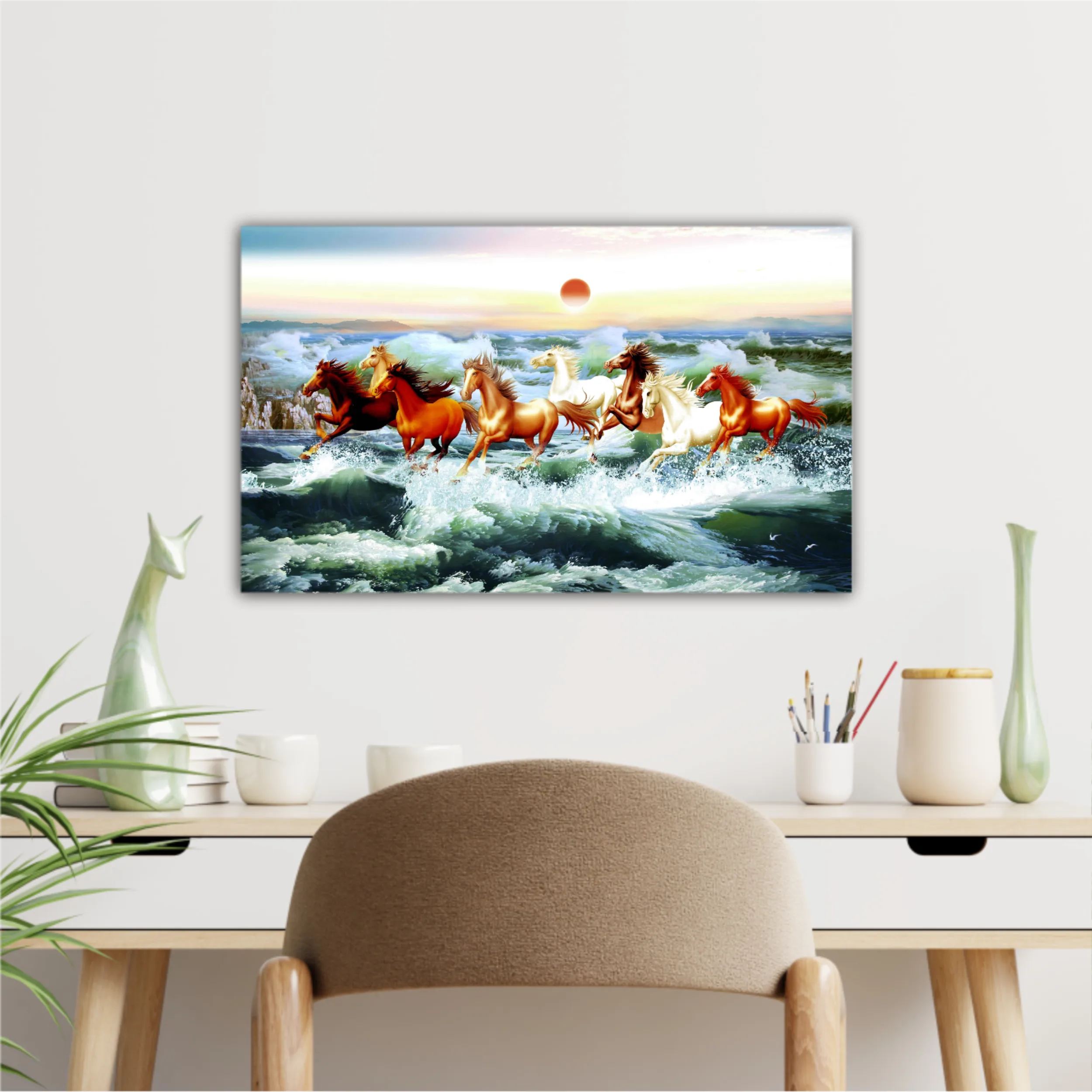 3d illustration of horse and beach design