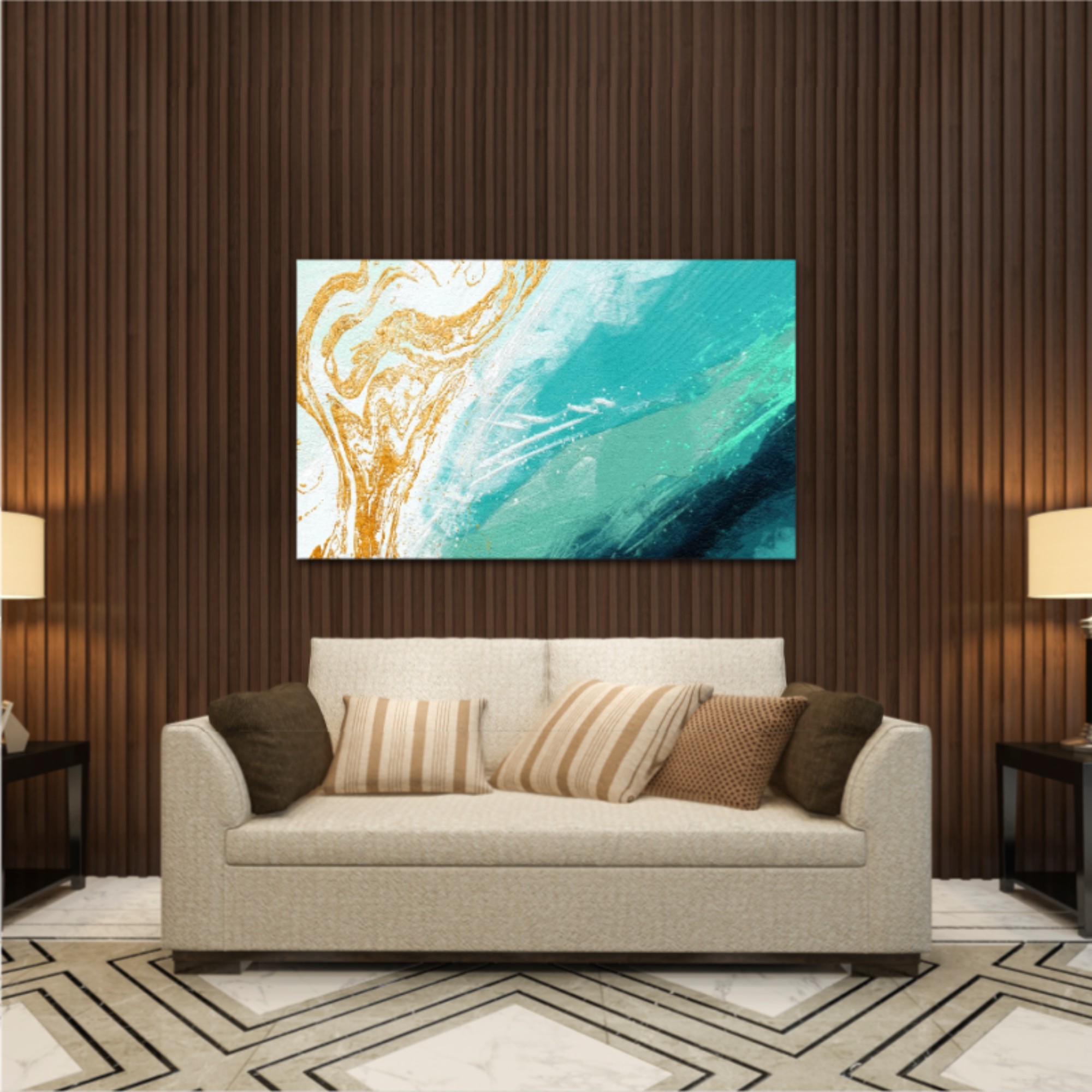 3d illustration of sand and water seashore scene