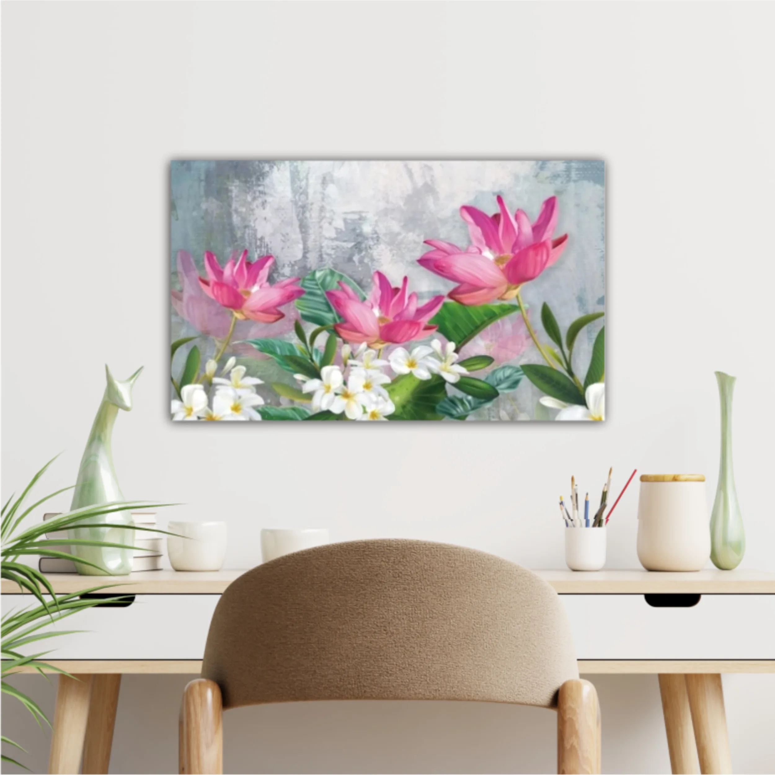 3d illustration of flowers in brilliant bloom in spring line. Luxurious abstract art digital painting