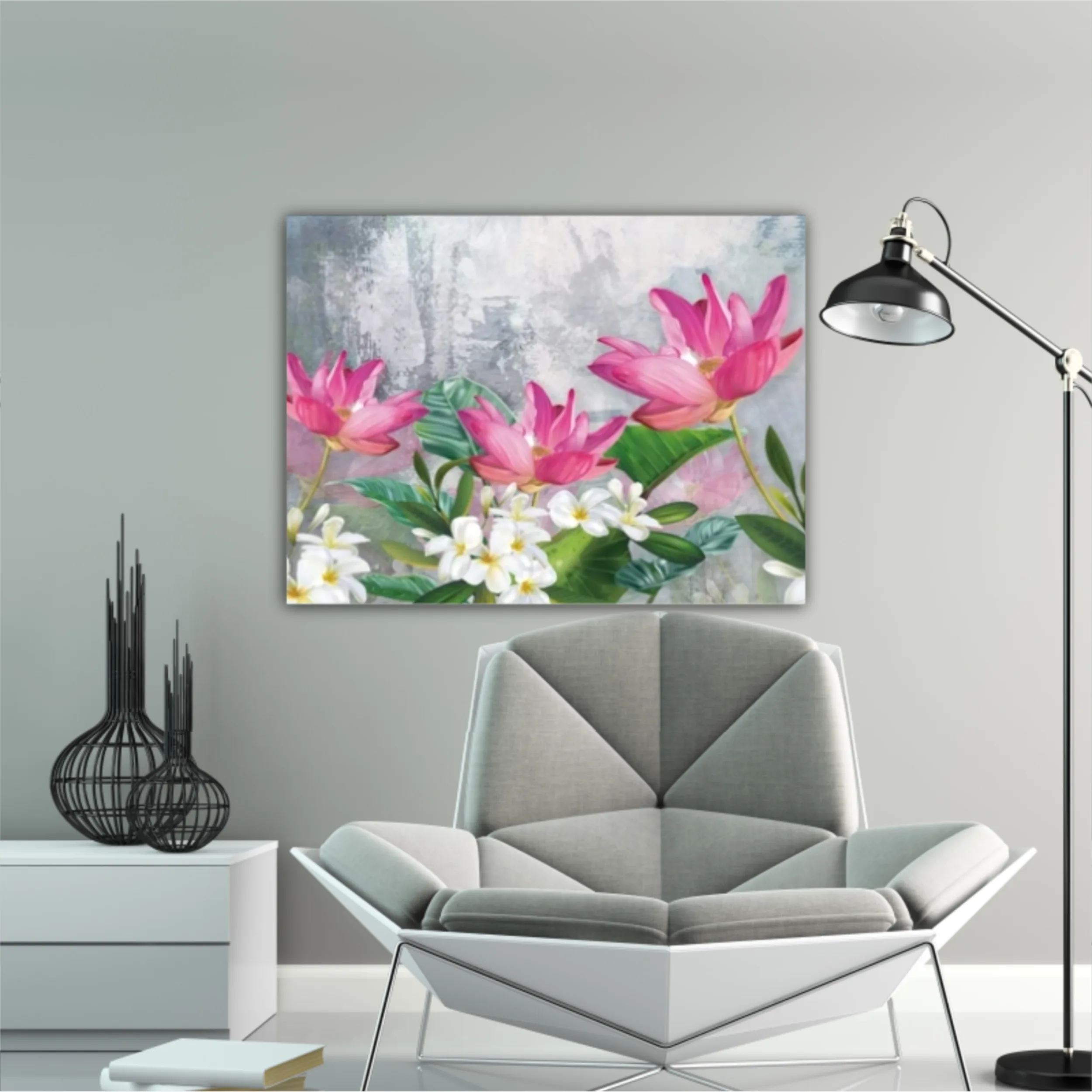 3d illustration of flowers in brilliant bloom in spring line. Luxurious abstract art digital painting