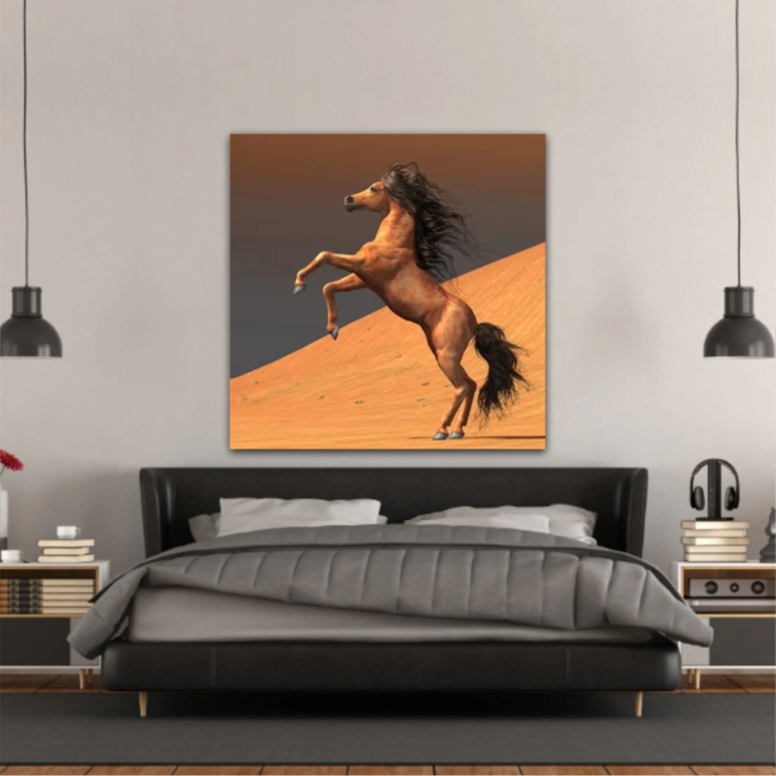 3d illustration of horses and beach design