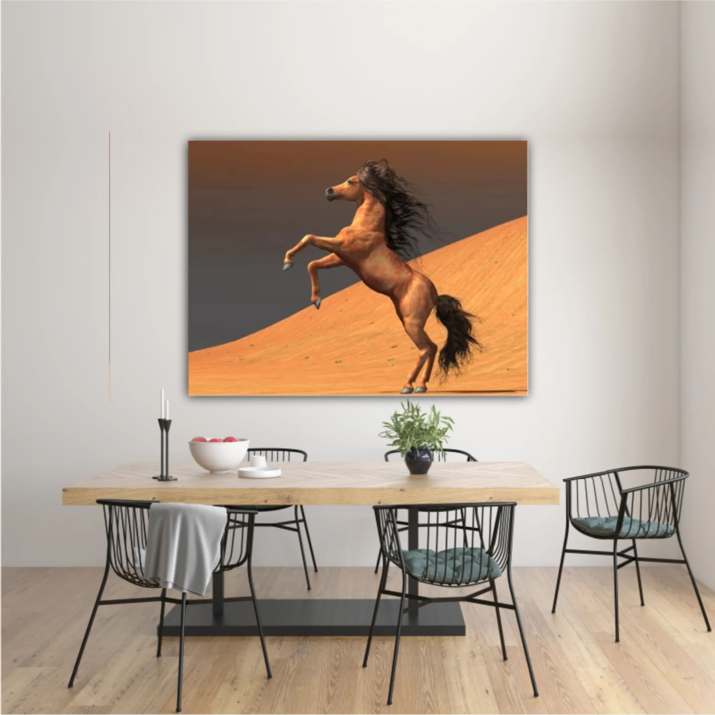 3d illustration of horses and beach design