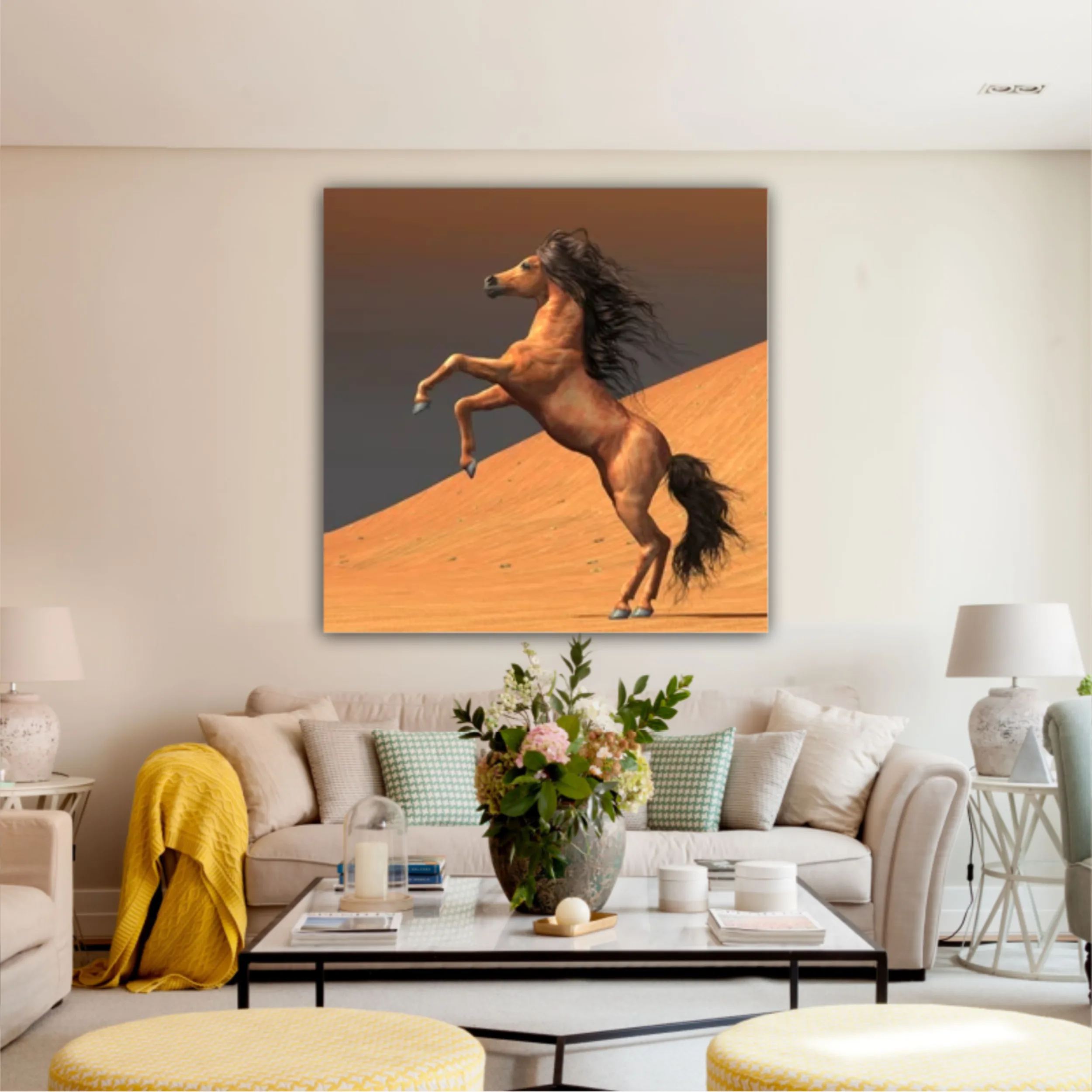 3d illustration of horses and beach design