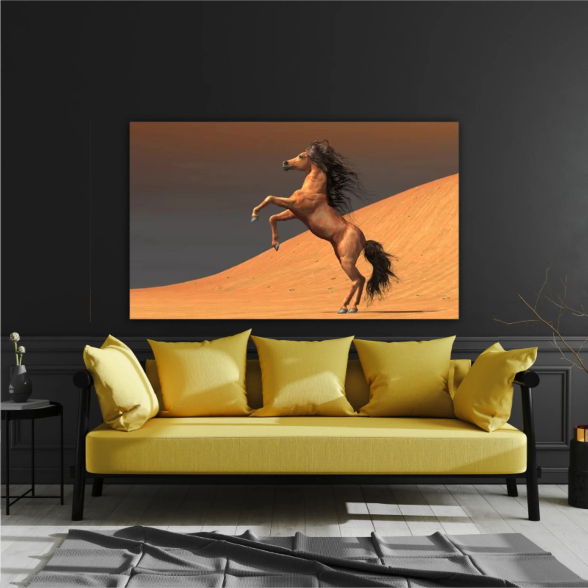 3d illustration of horses and beach design