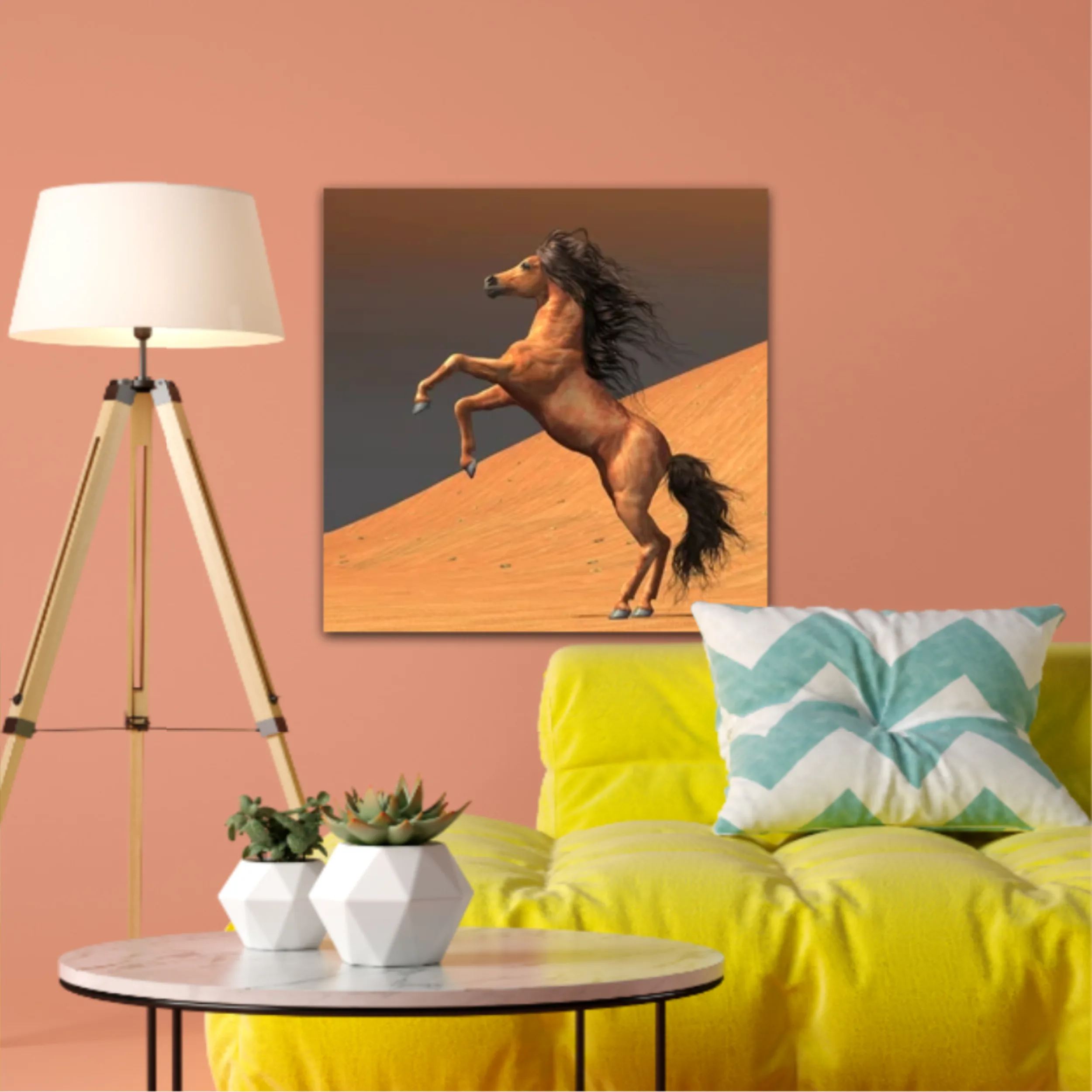 3d illustration of horses and beach design