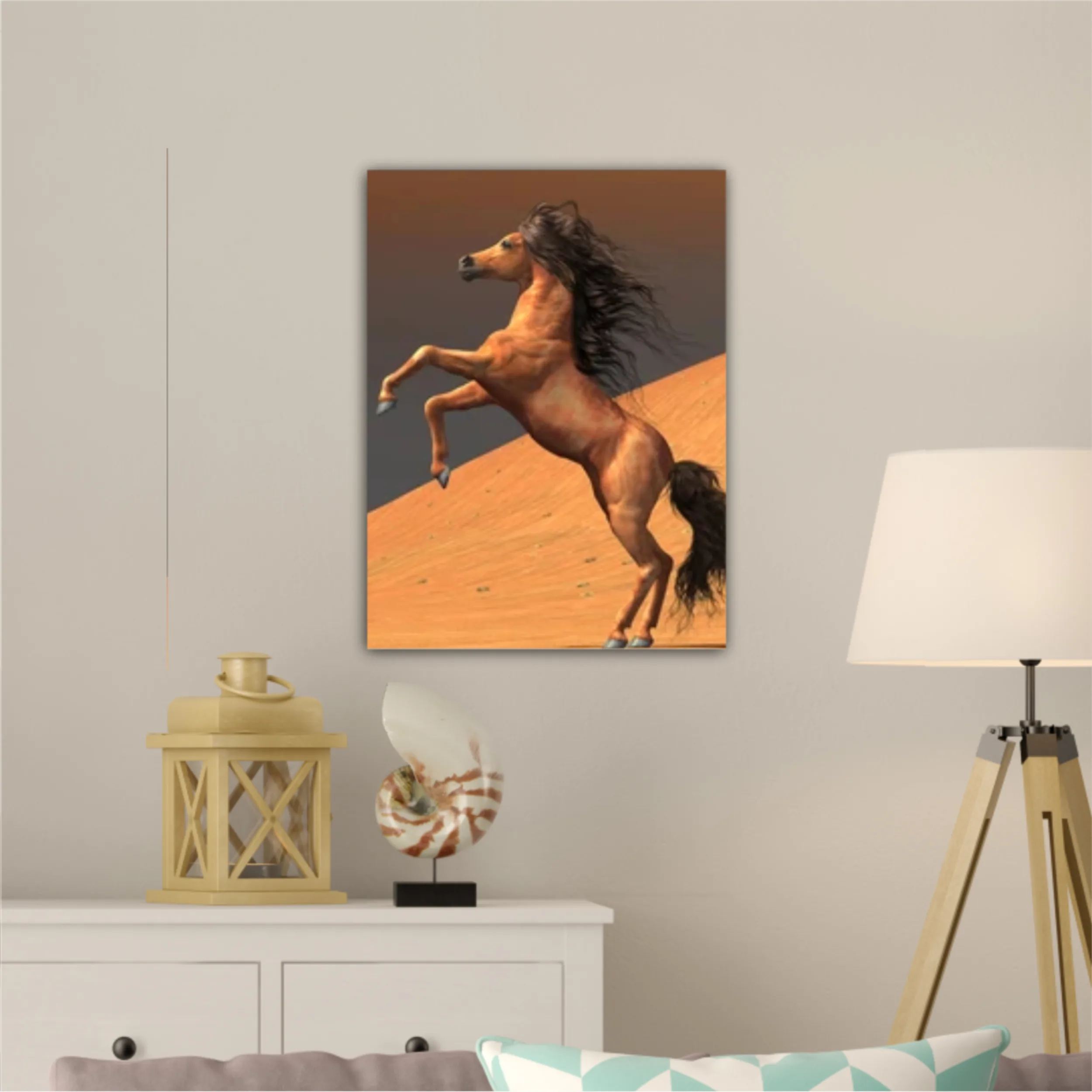 3d illustration of horses and beach design