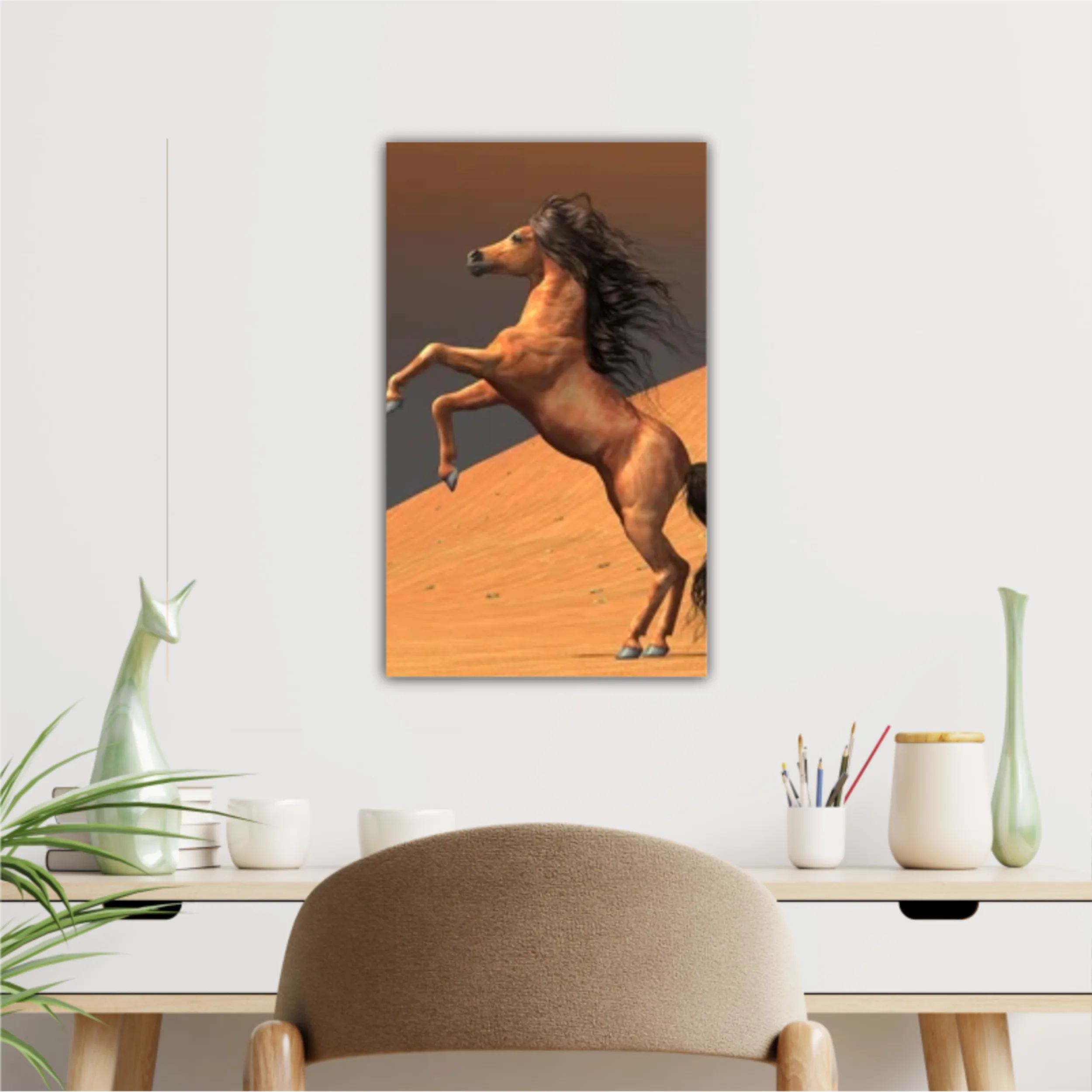 3d illustration of horses and beach design