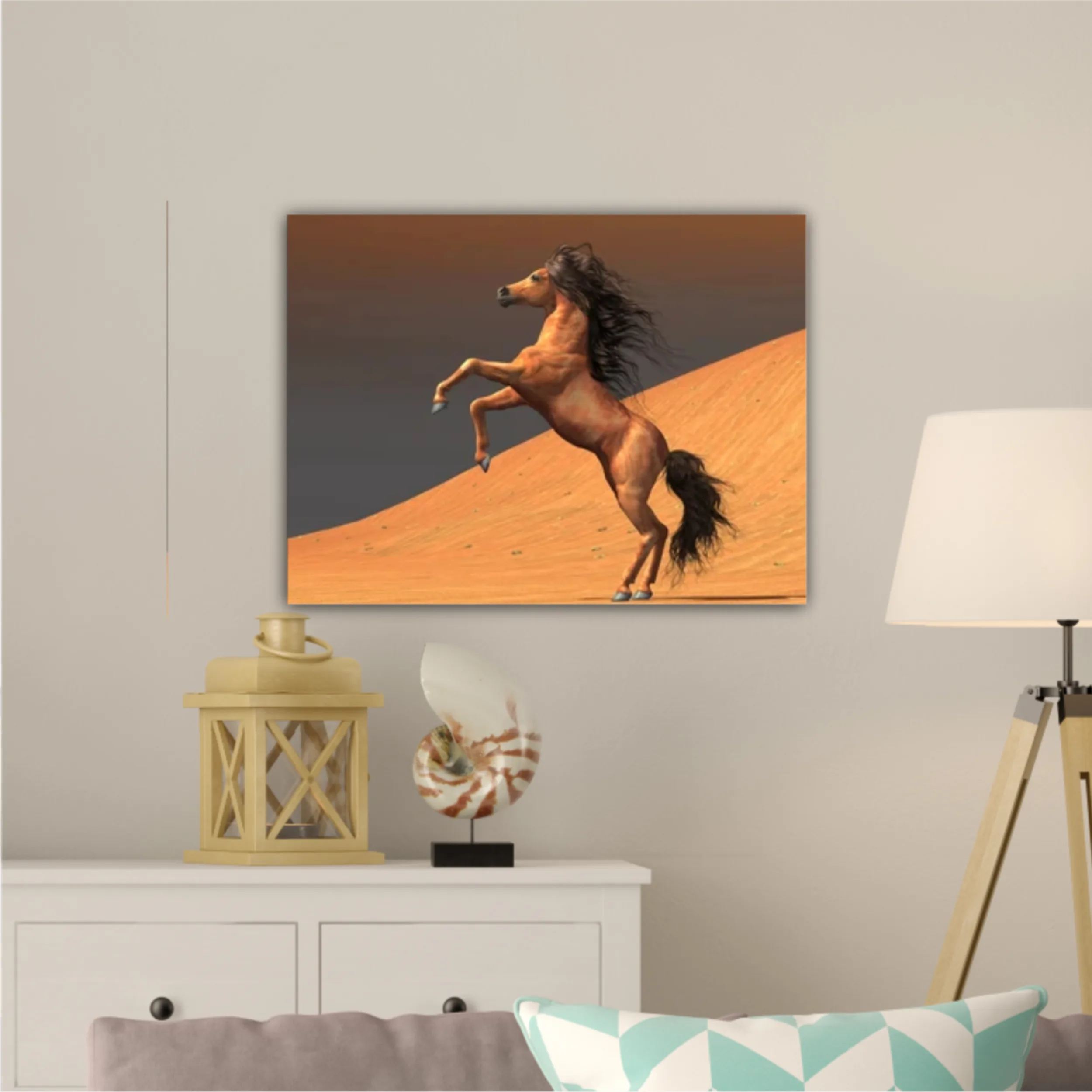 3d illustration of horses and beach design