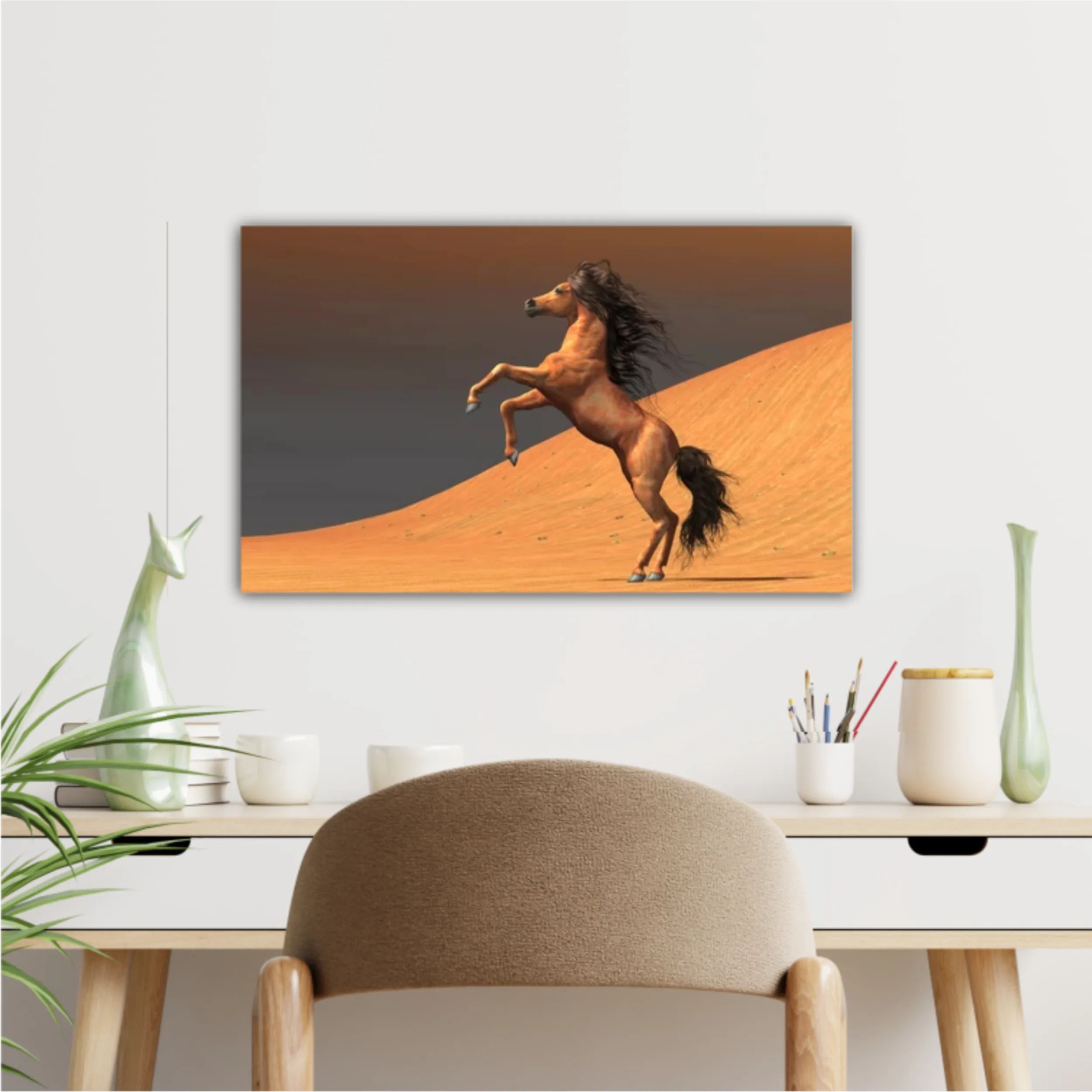 3d illustration of horses and beach design