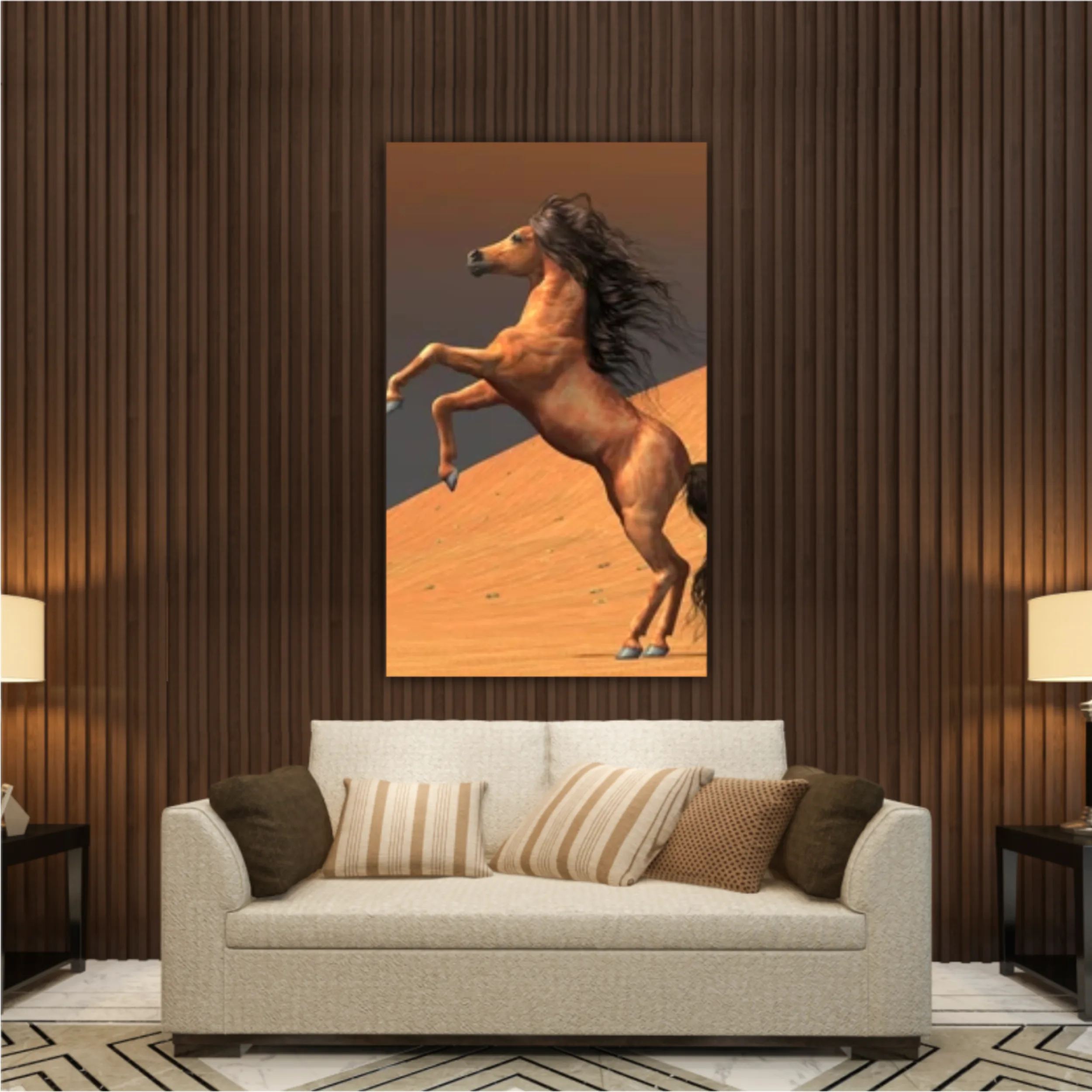 3d illustration of horses and beach design