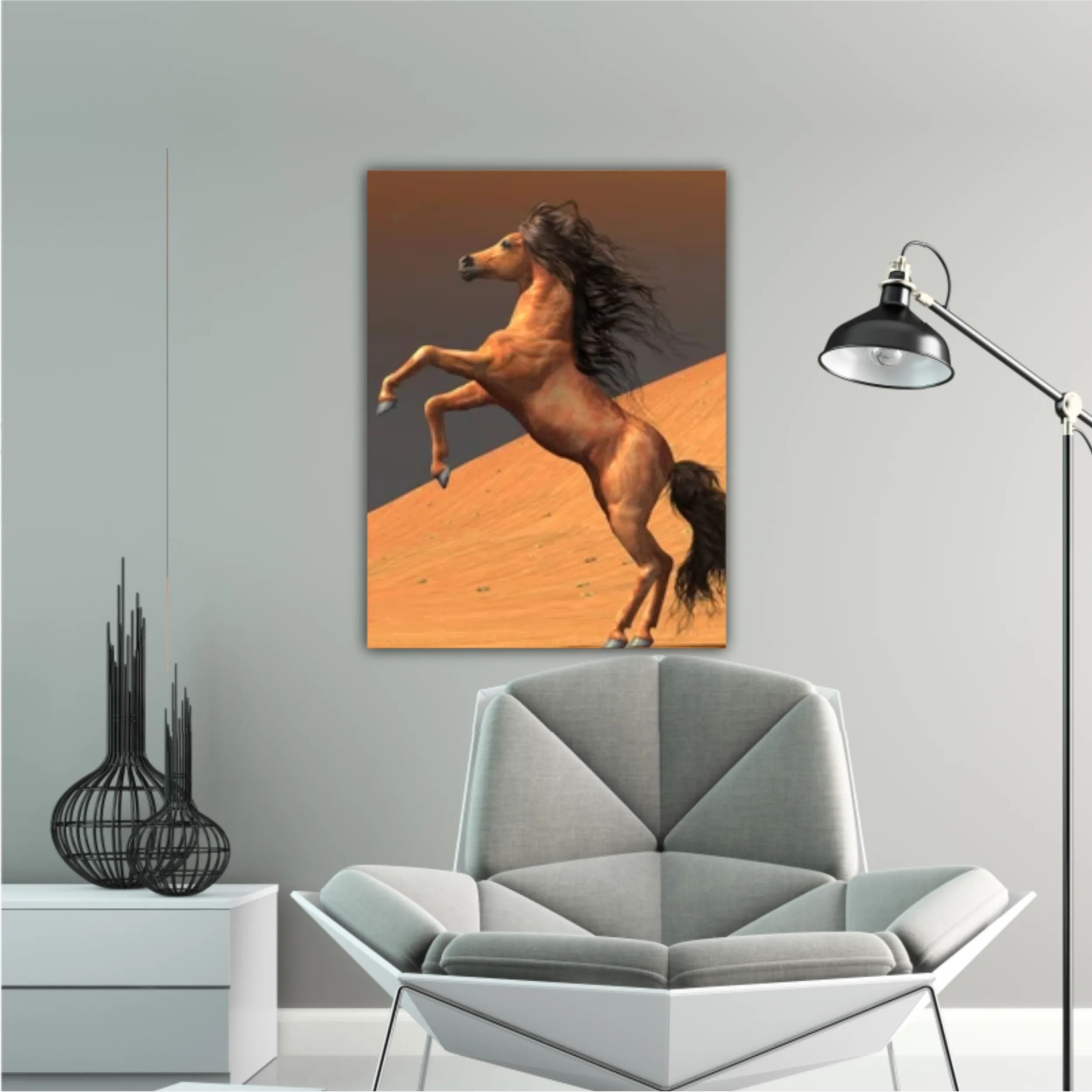 3d illustration of horses and beach design