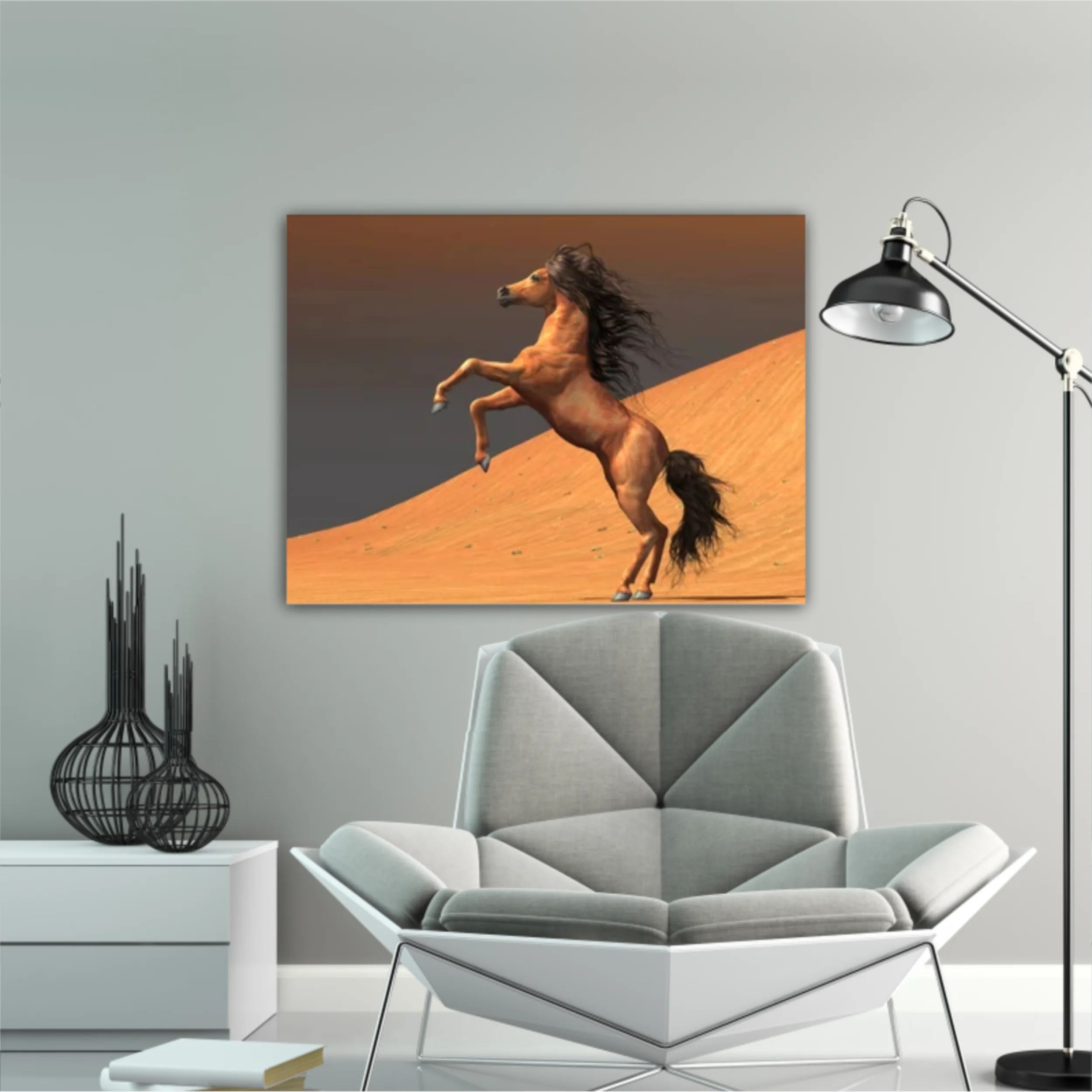 3d illustration of horses and beach design