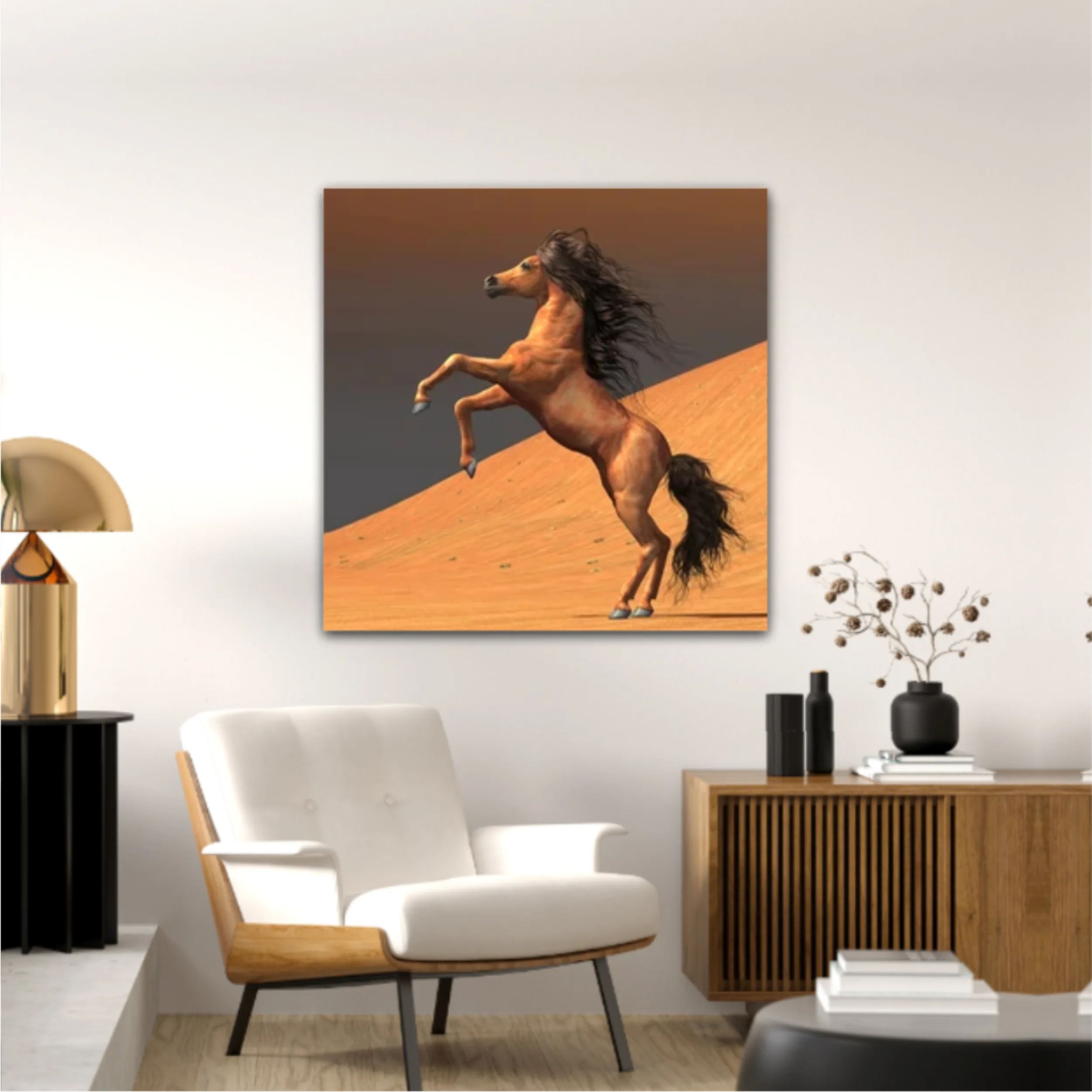 3d illustration of horses and beach design