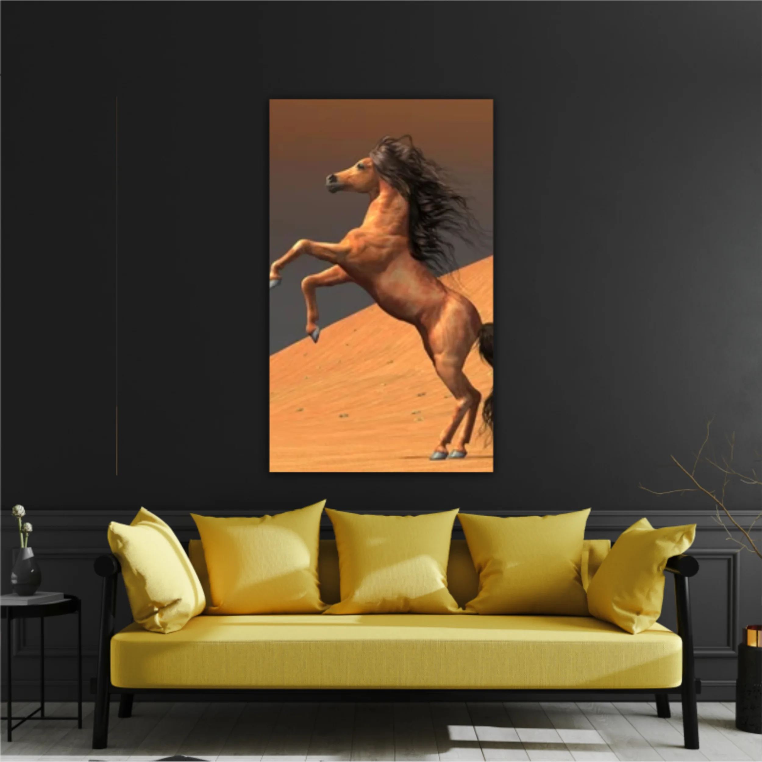 3d illustration of horses and beach design