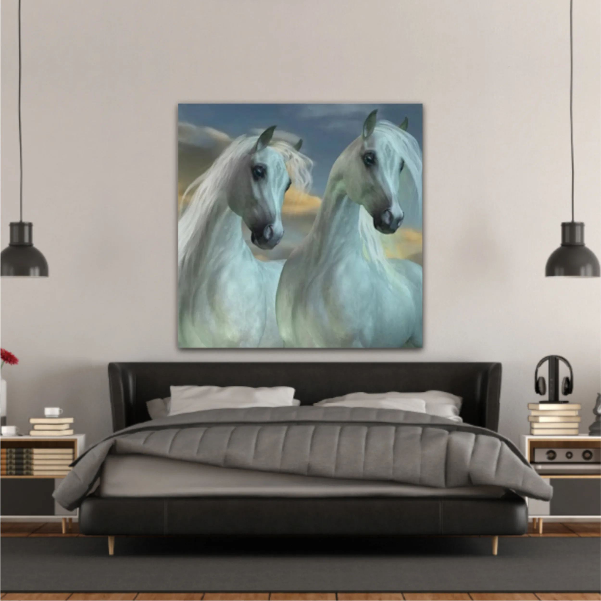 3d illustration of horse and beach design