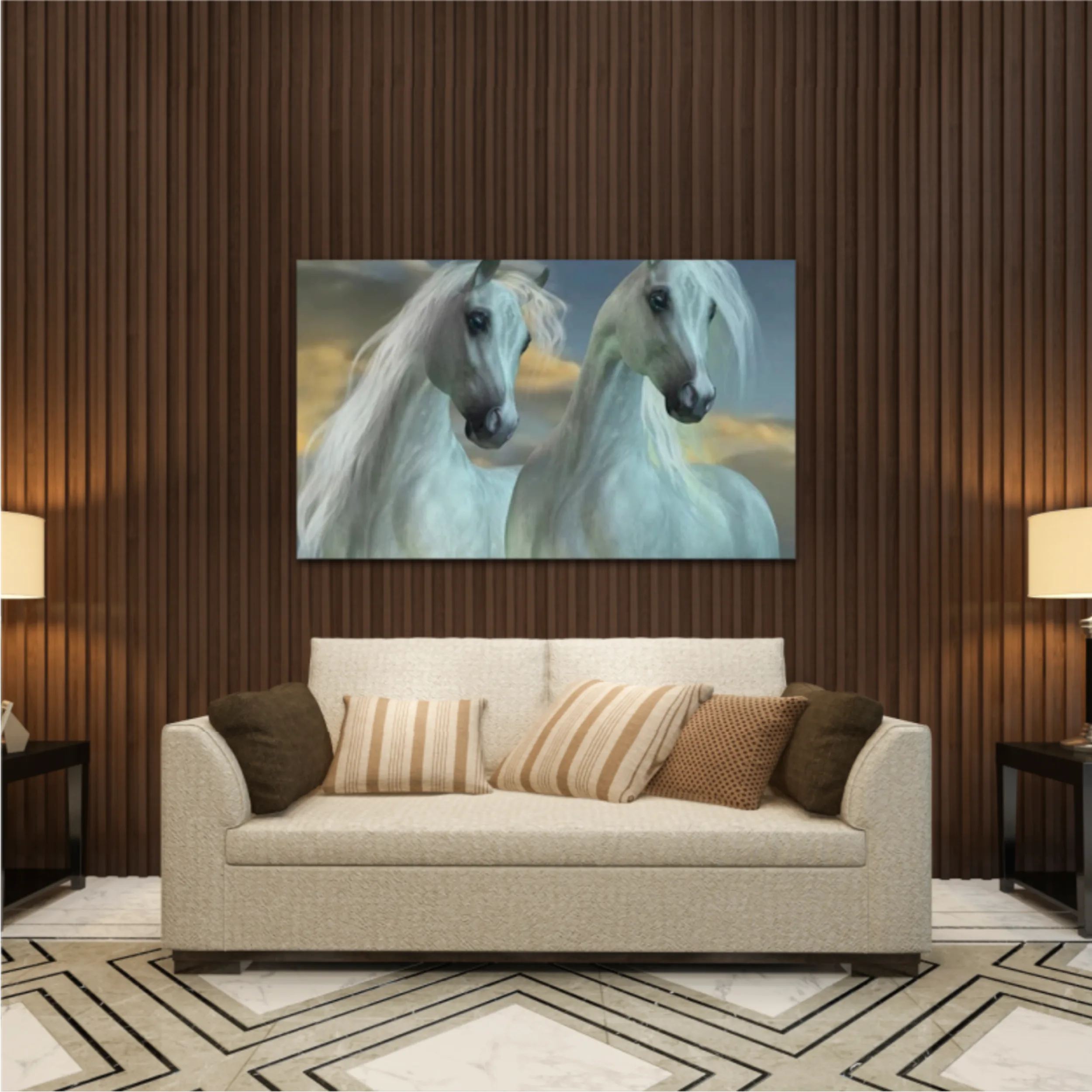 3d illustration of horse and beach design