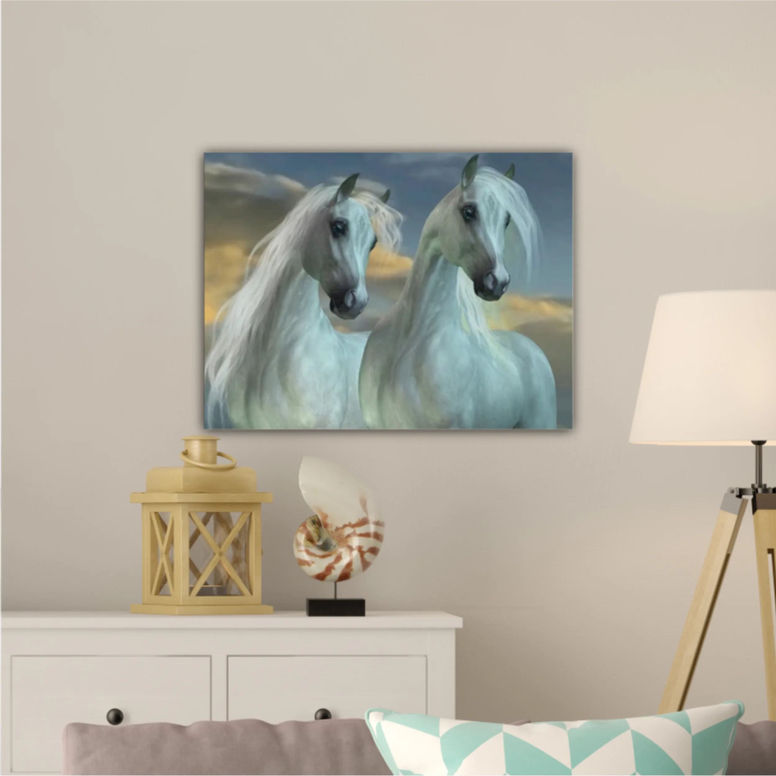 3d illustration of horse and beach design