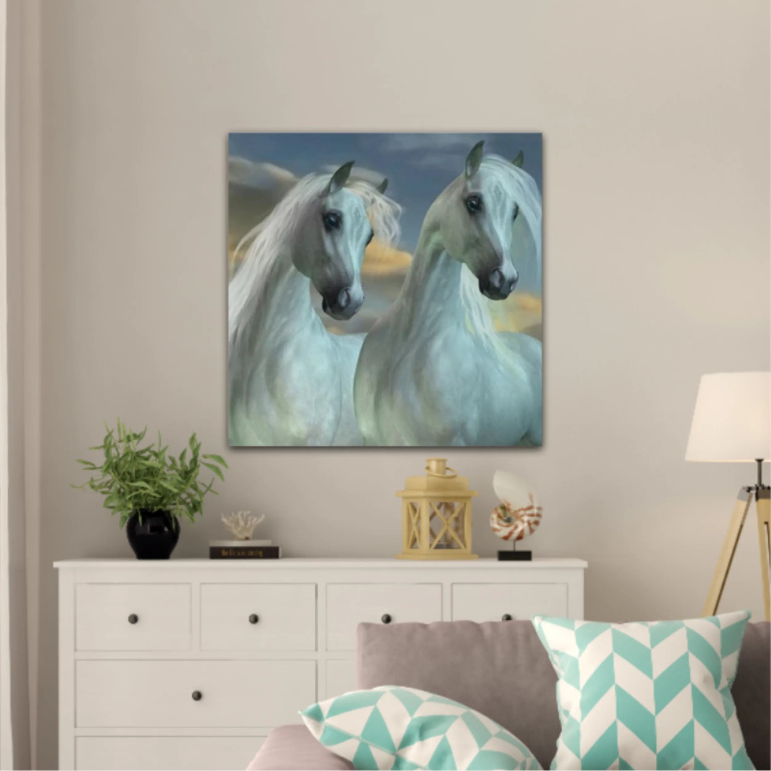 3d illustration of horse and beach design