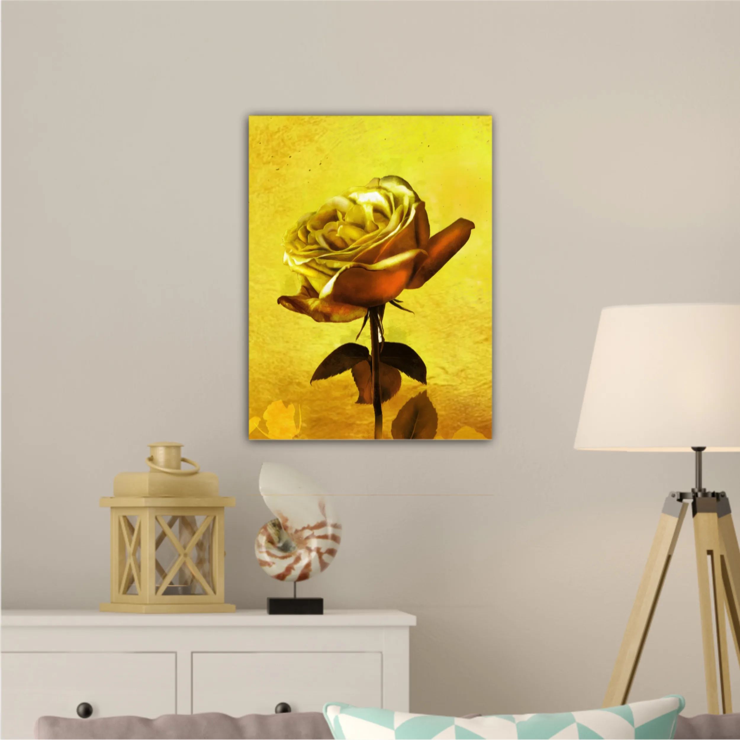 Gold roses flowers on gold background N2