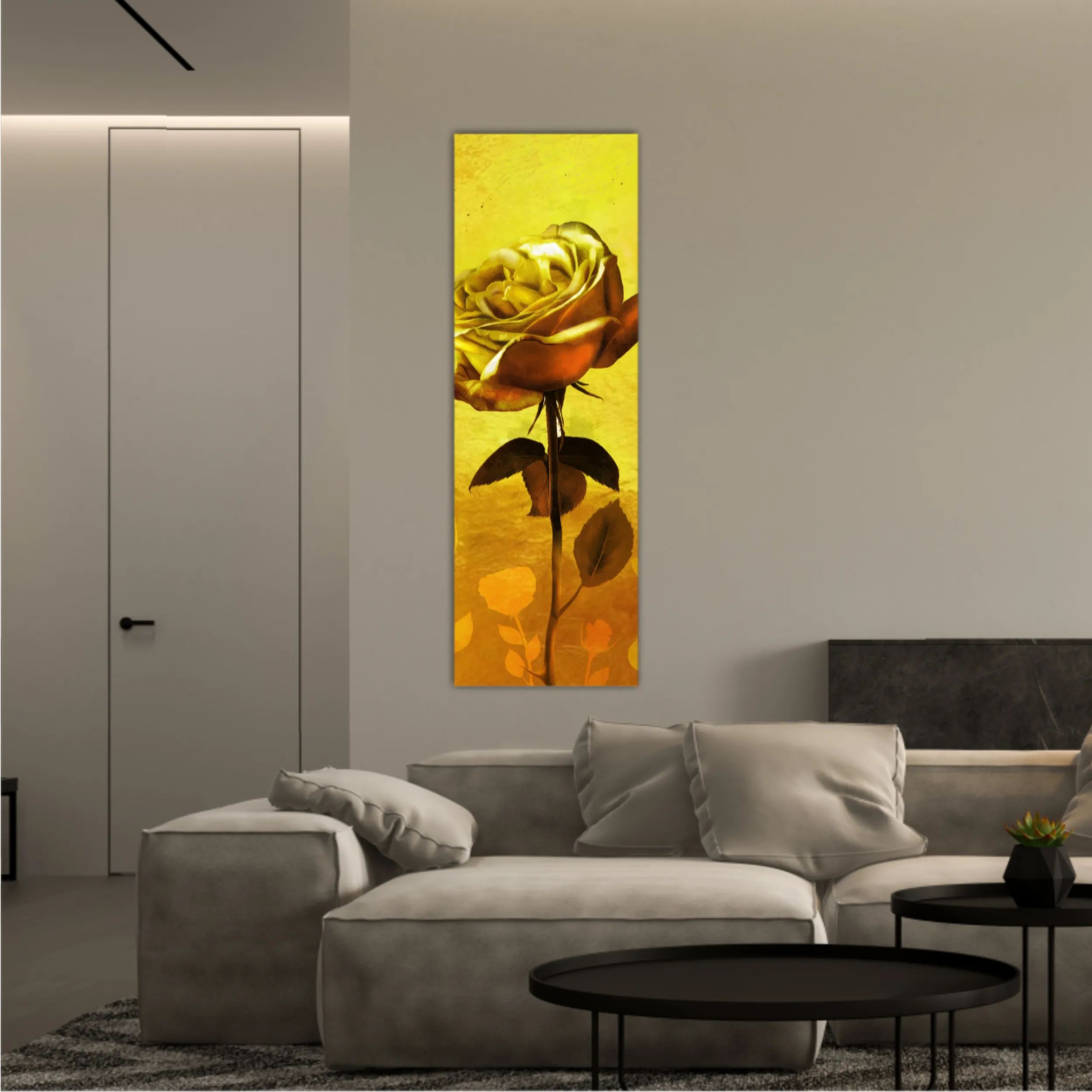 Gold roses flowers on gold background N2