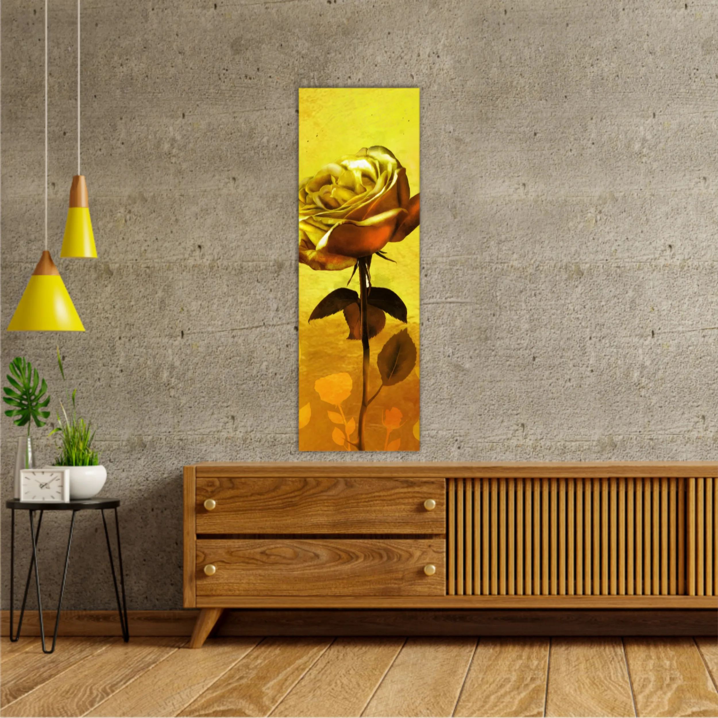 Gold roses flowers on gold background N2