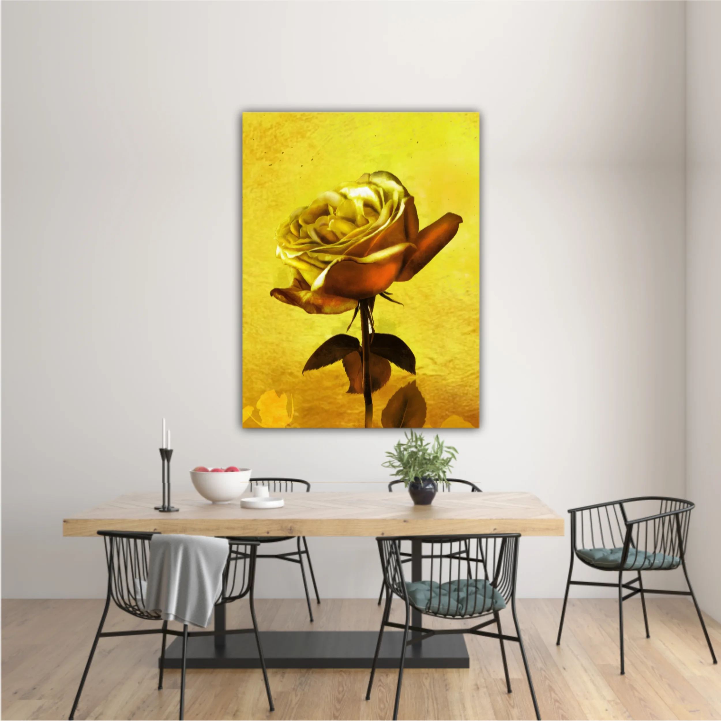 Gold roses flowers on gold background N2