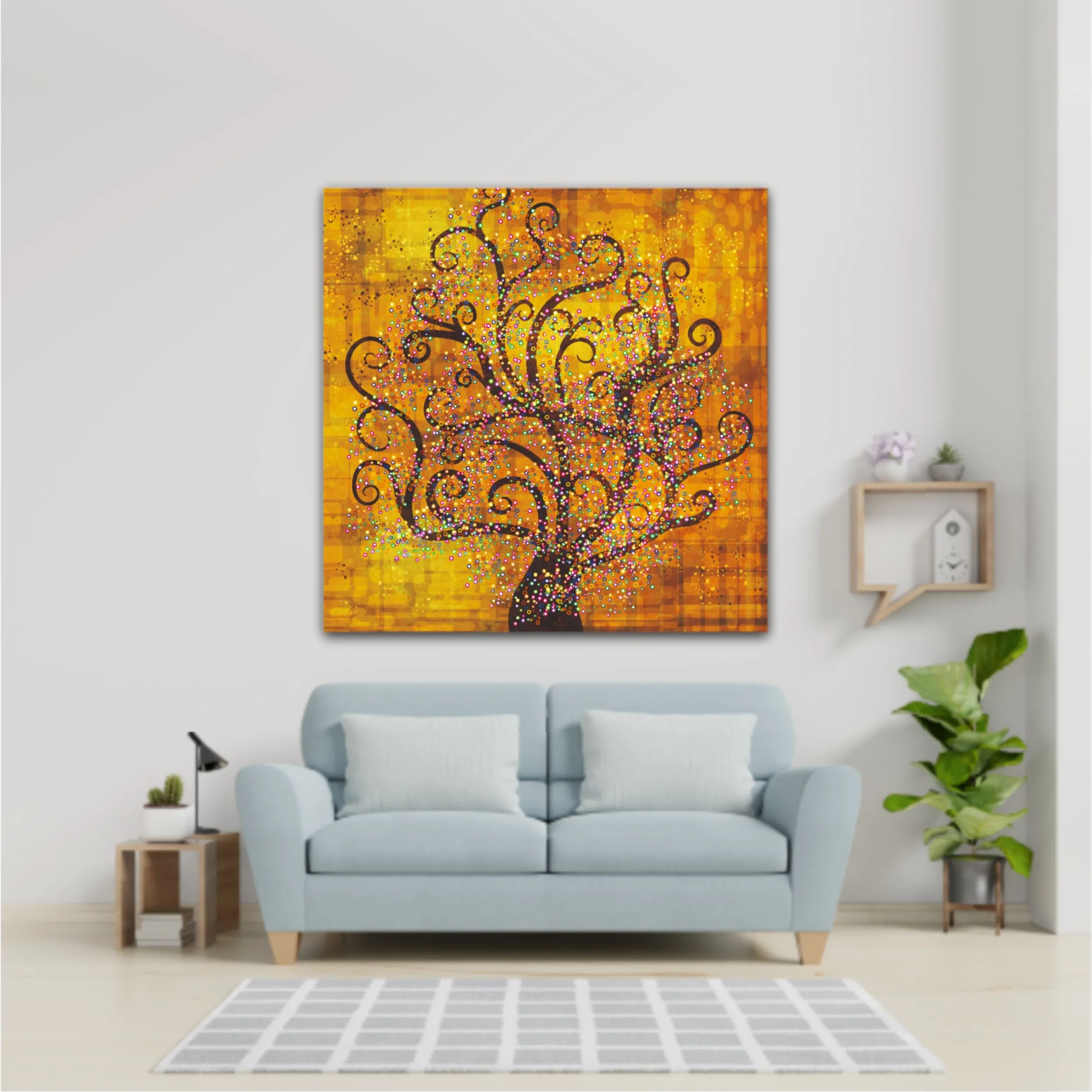 Abstract tree on a gold background in style of Gustav Klimt painting