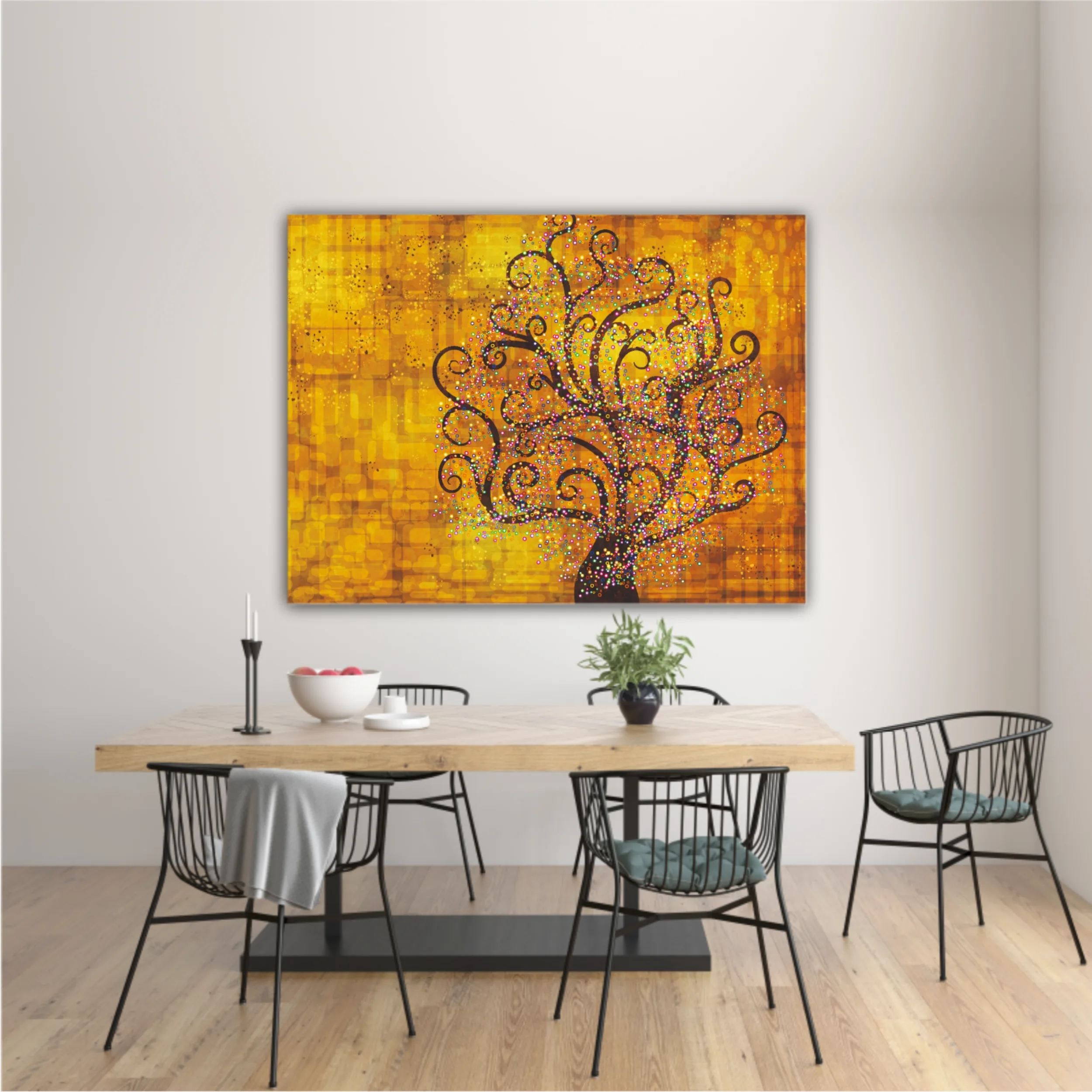 Abstract tree on a gold background in style of Gustav Klimt painting