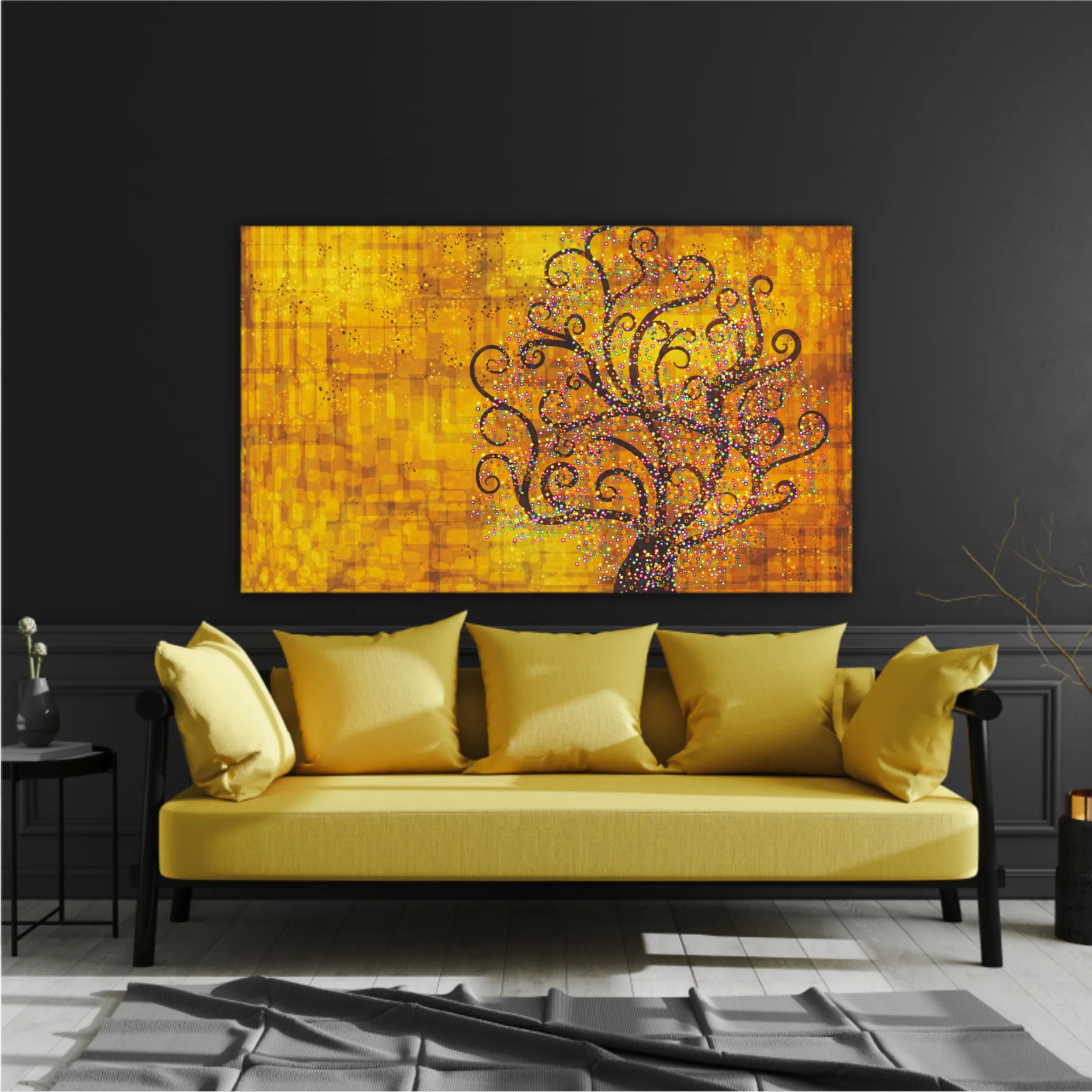 Abstract tree on a gold background in style of Gustav Klimt painting