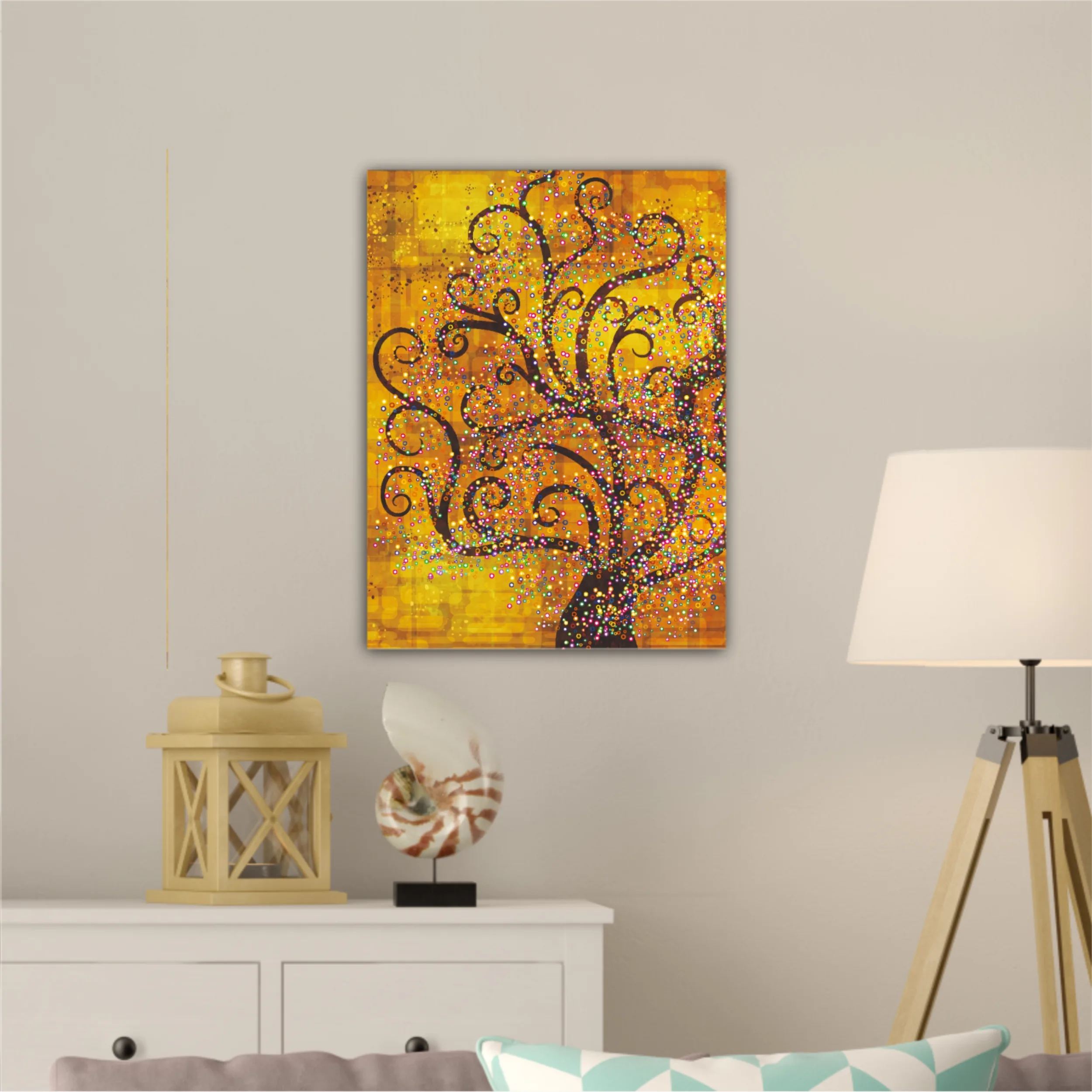 Abstract tree on a gold background in style of Gustav Klimt painting