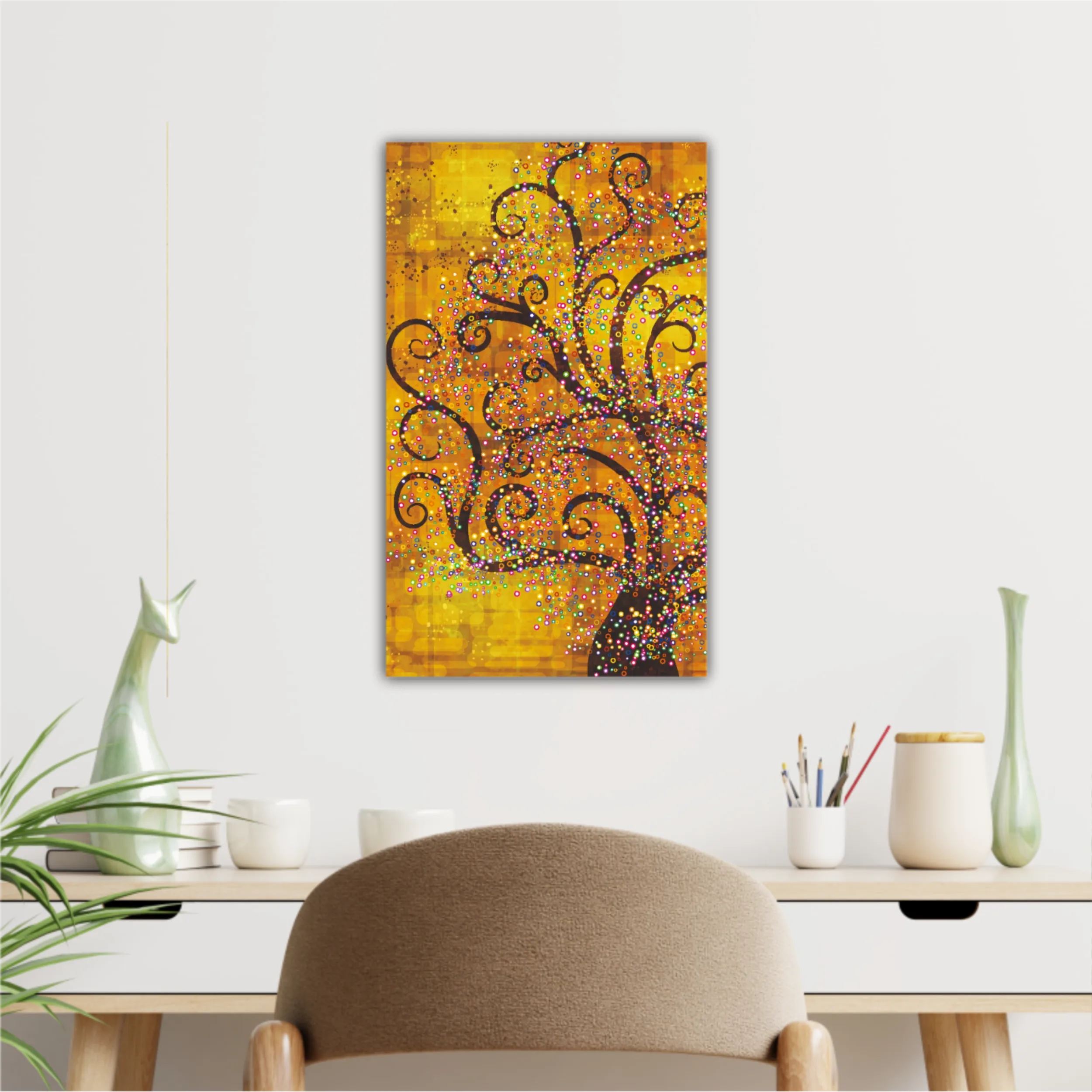 Abstract tree on a gold background in style of Gustav Klimt painting