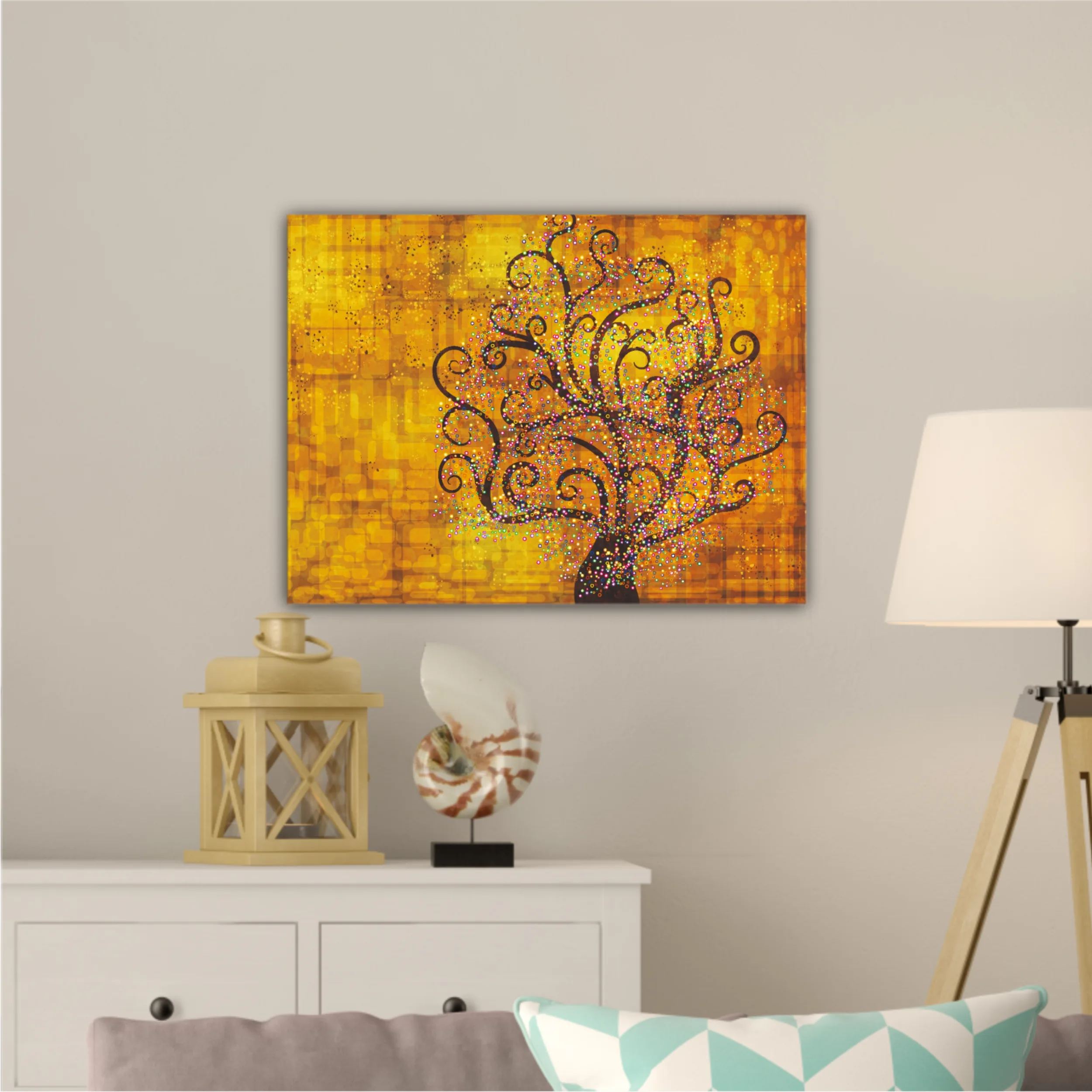 Abstract tree on a gold background in style of Gustav Klimt painting