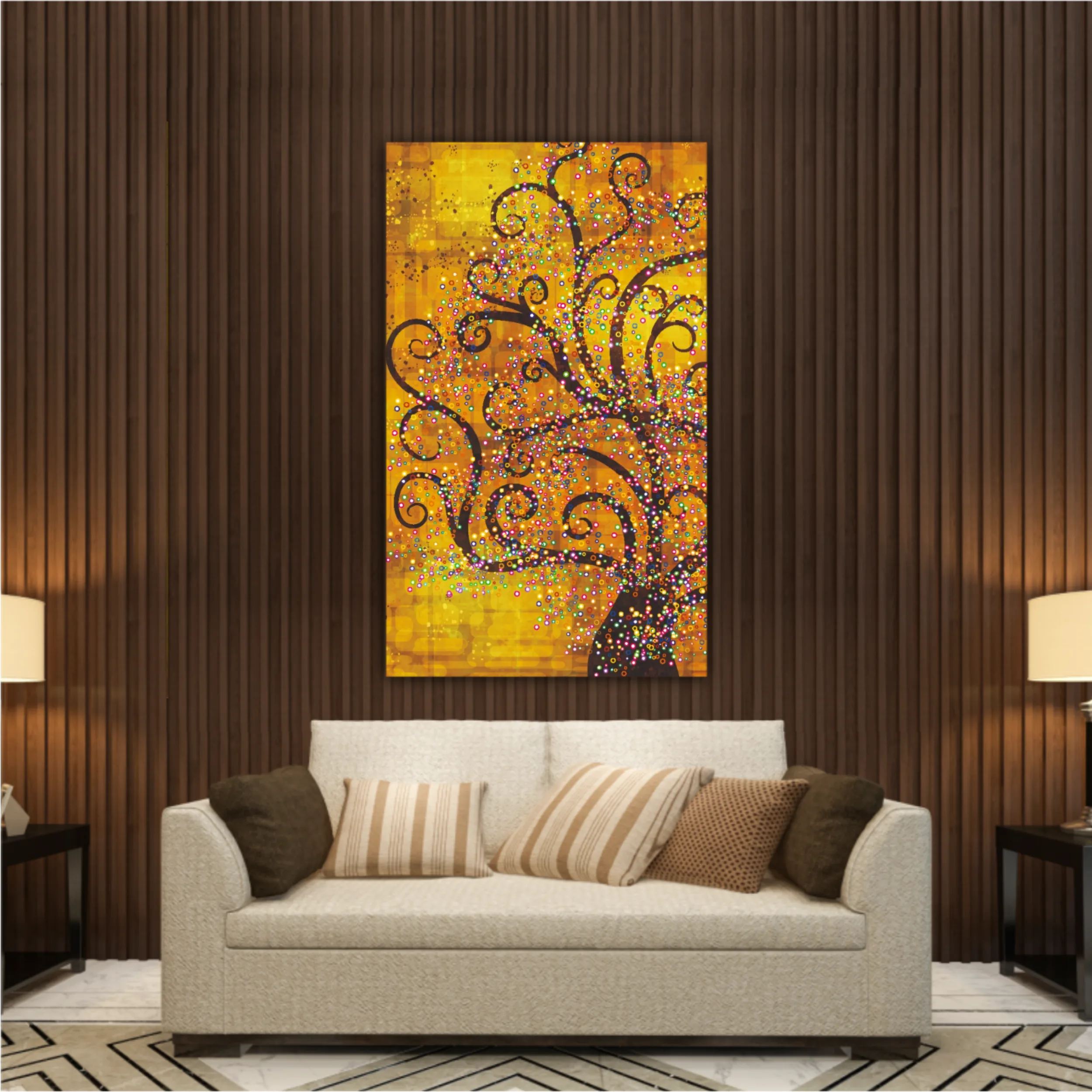 Abstract tree on a gold background in style of Gustav Klimt painting