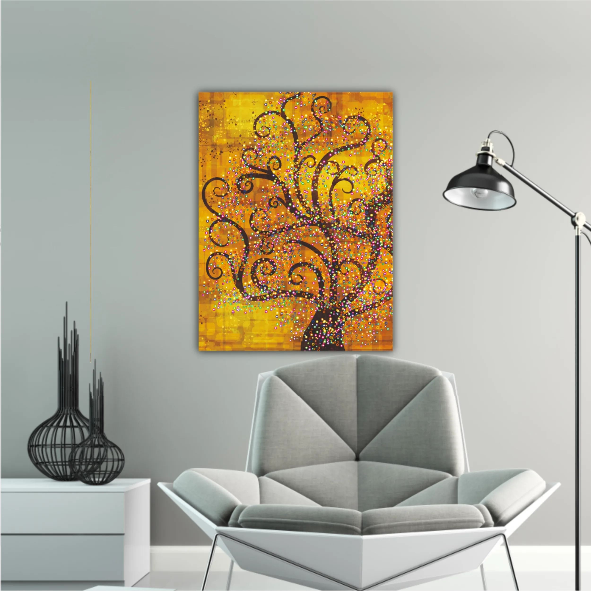 Abstract tree on a gold background in style of Gustav Klimt painting