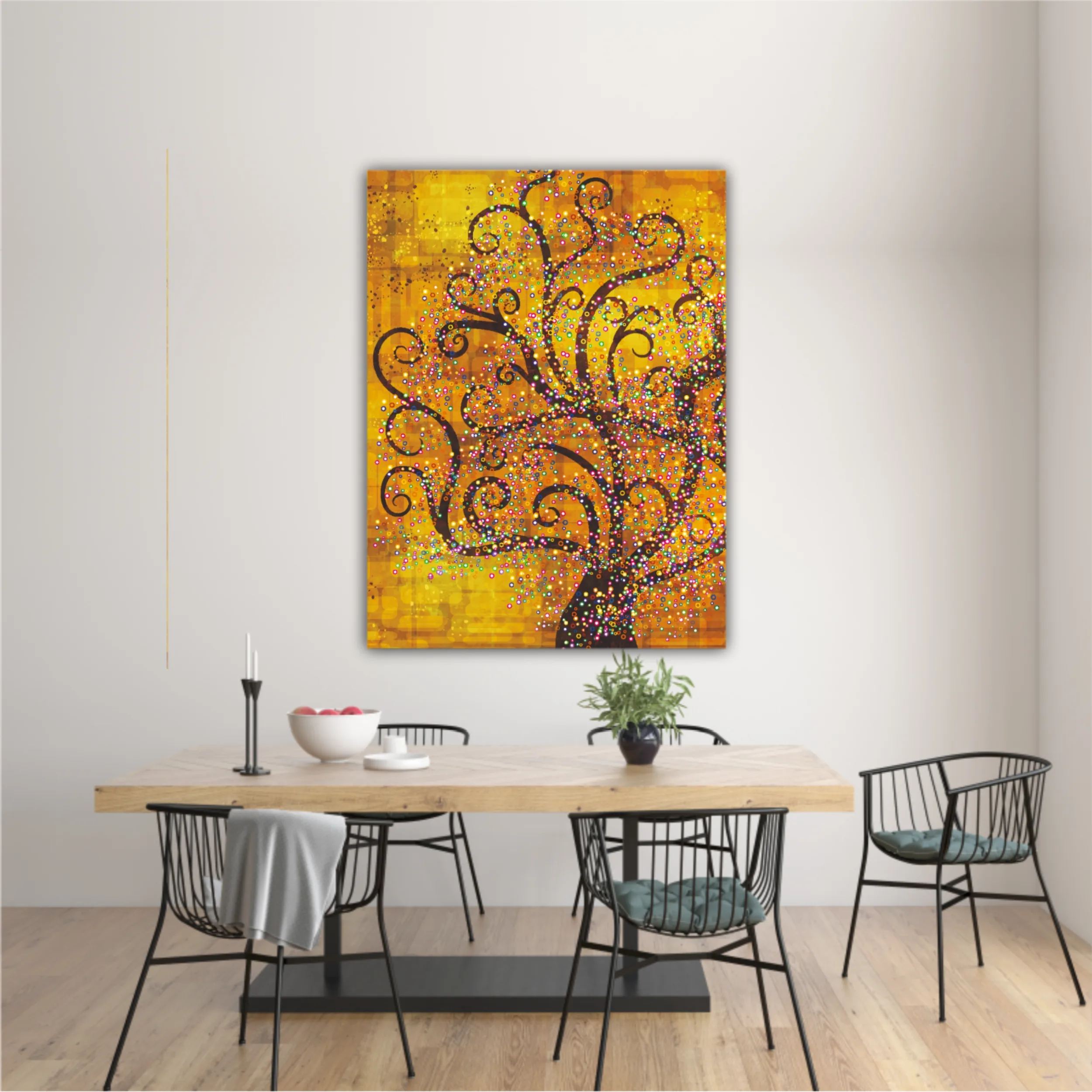 Abstract tree on a gold background in style of Gustav Klimt painting