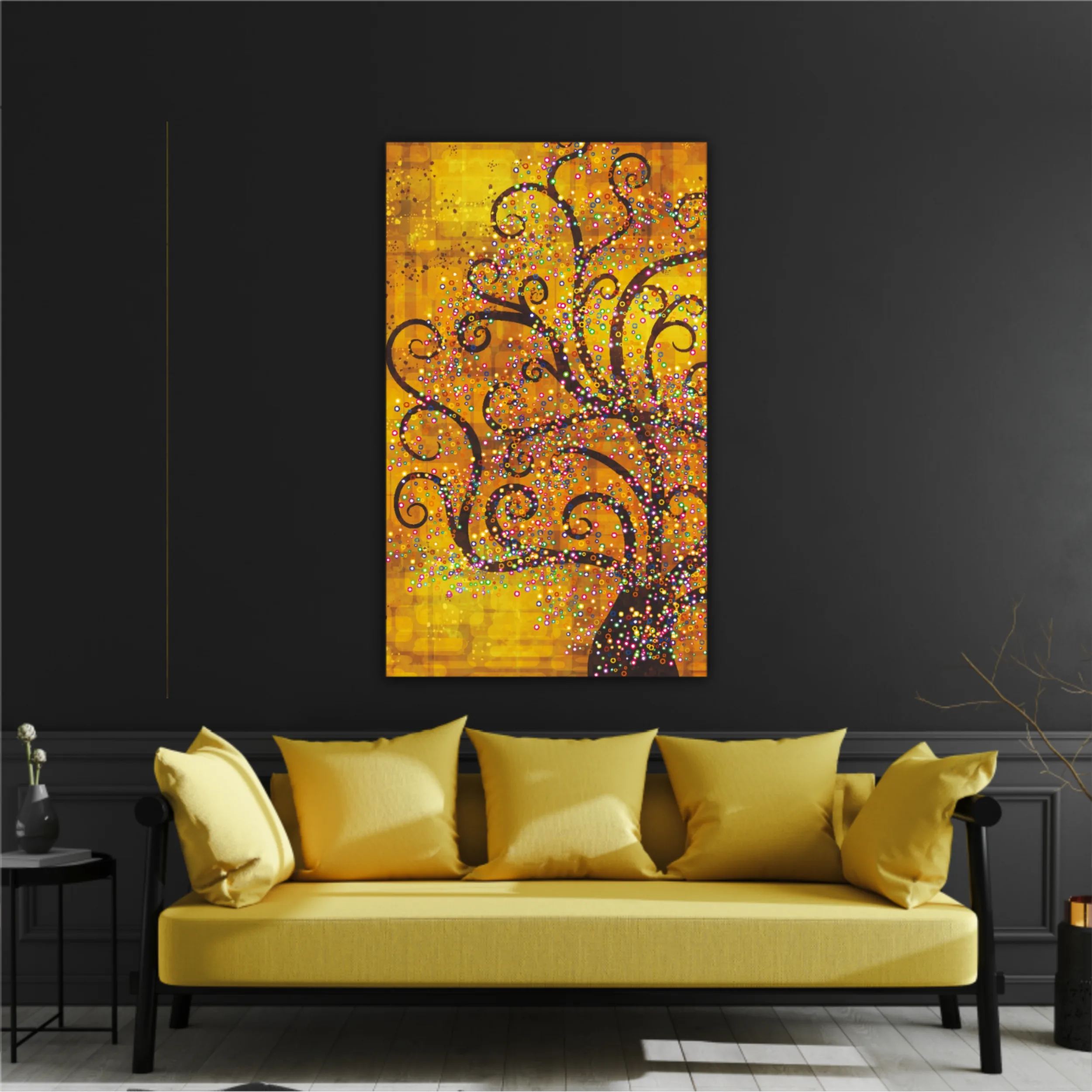 Abstract tree on a gold background in style of Gustav Klimt painting