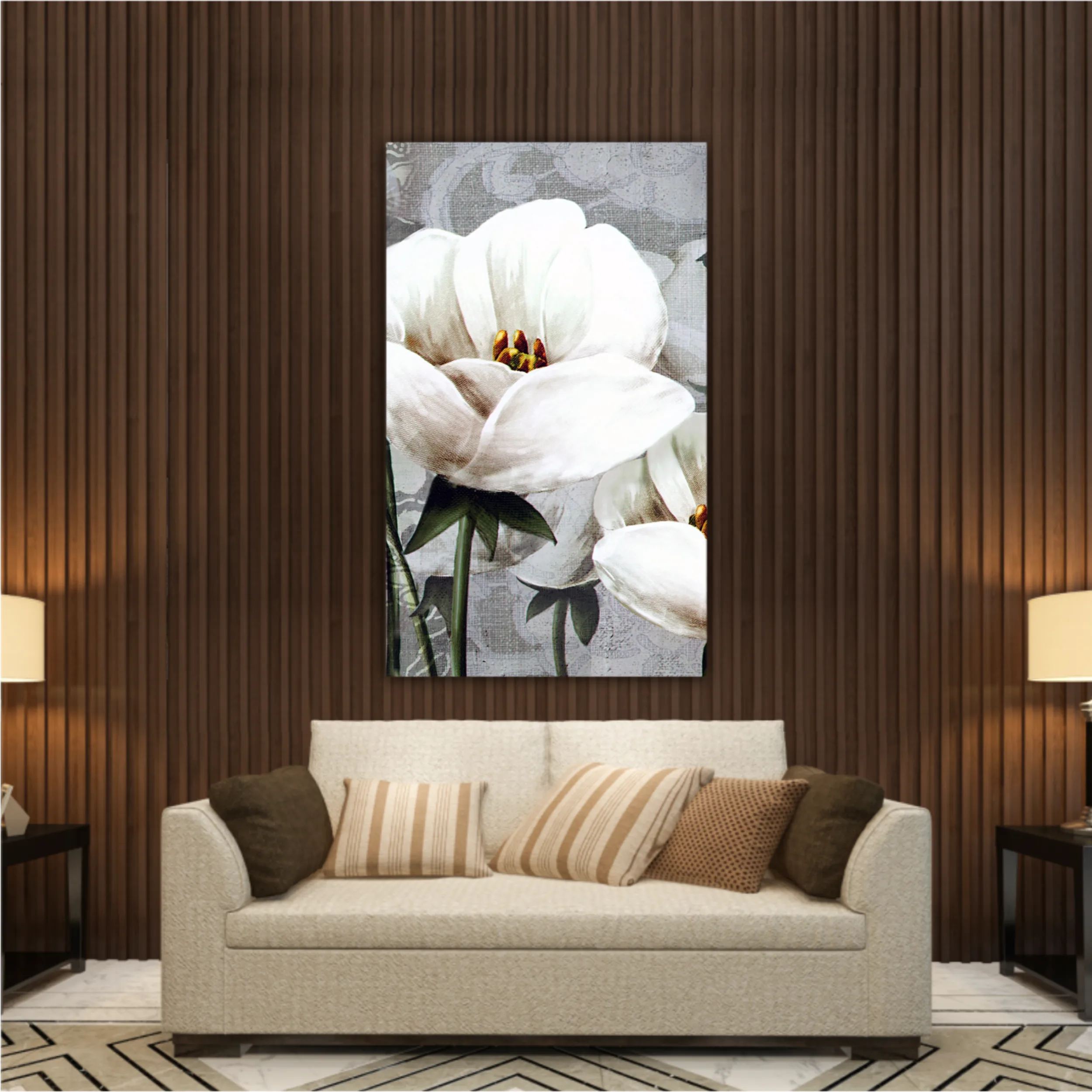 White peonies on a gray background