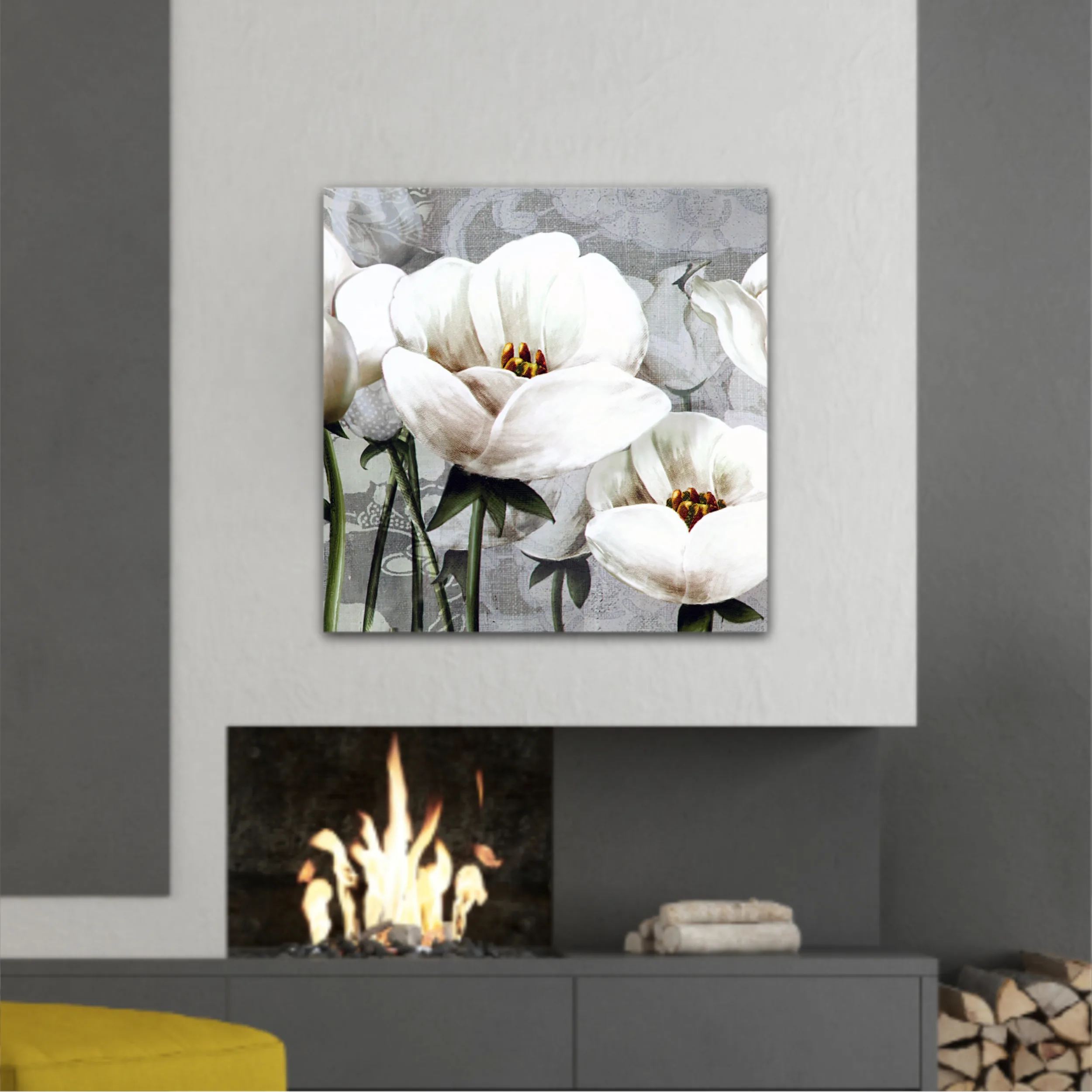 White peonies on a gray background