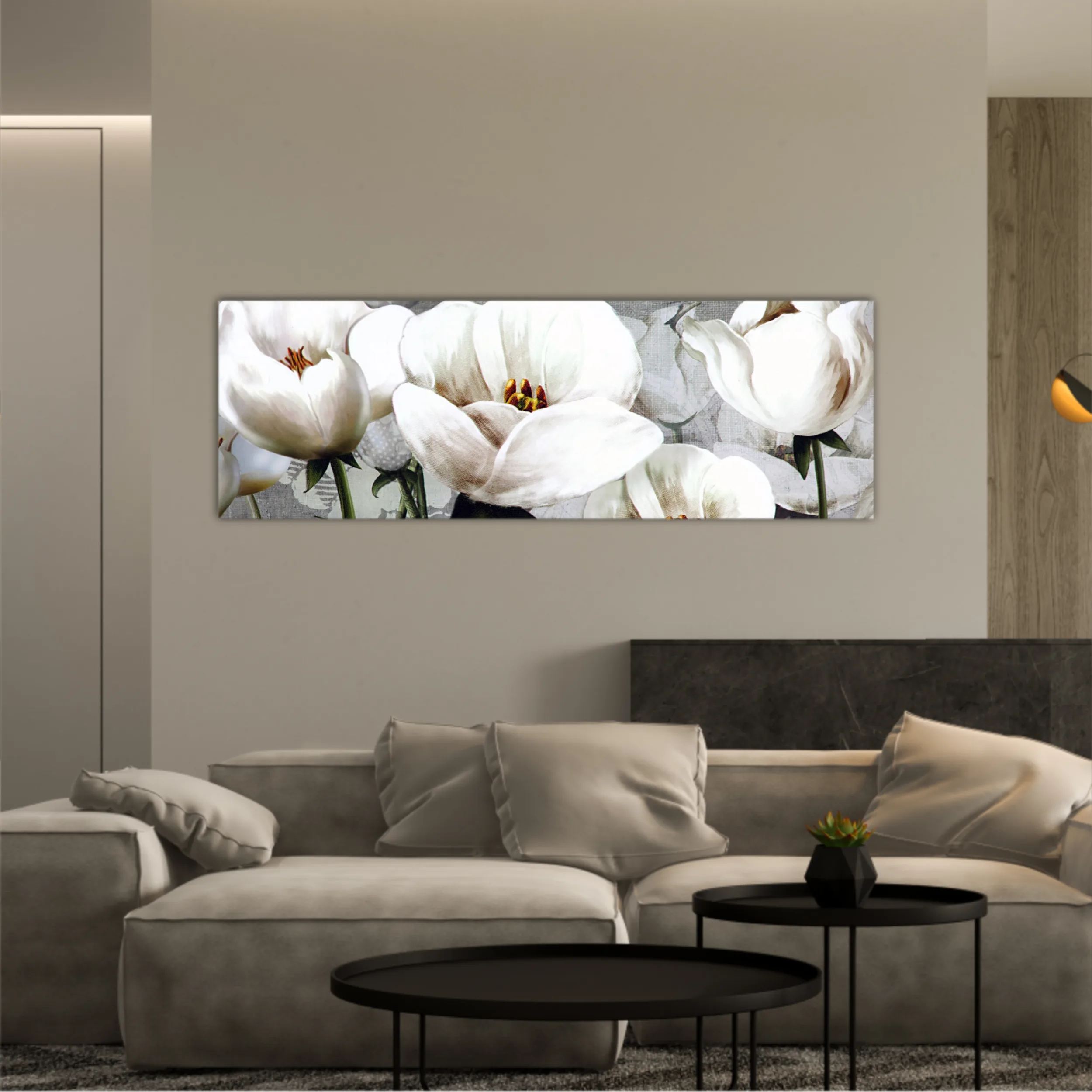 White peonies on a gray background