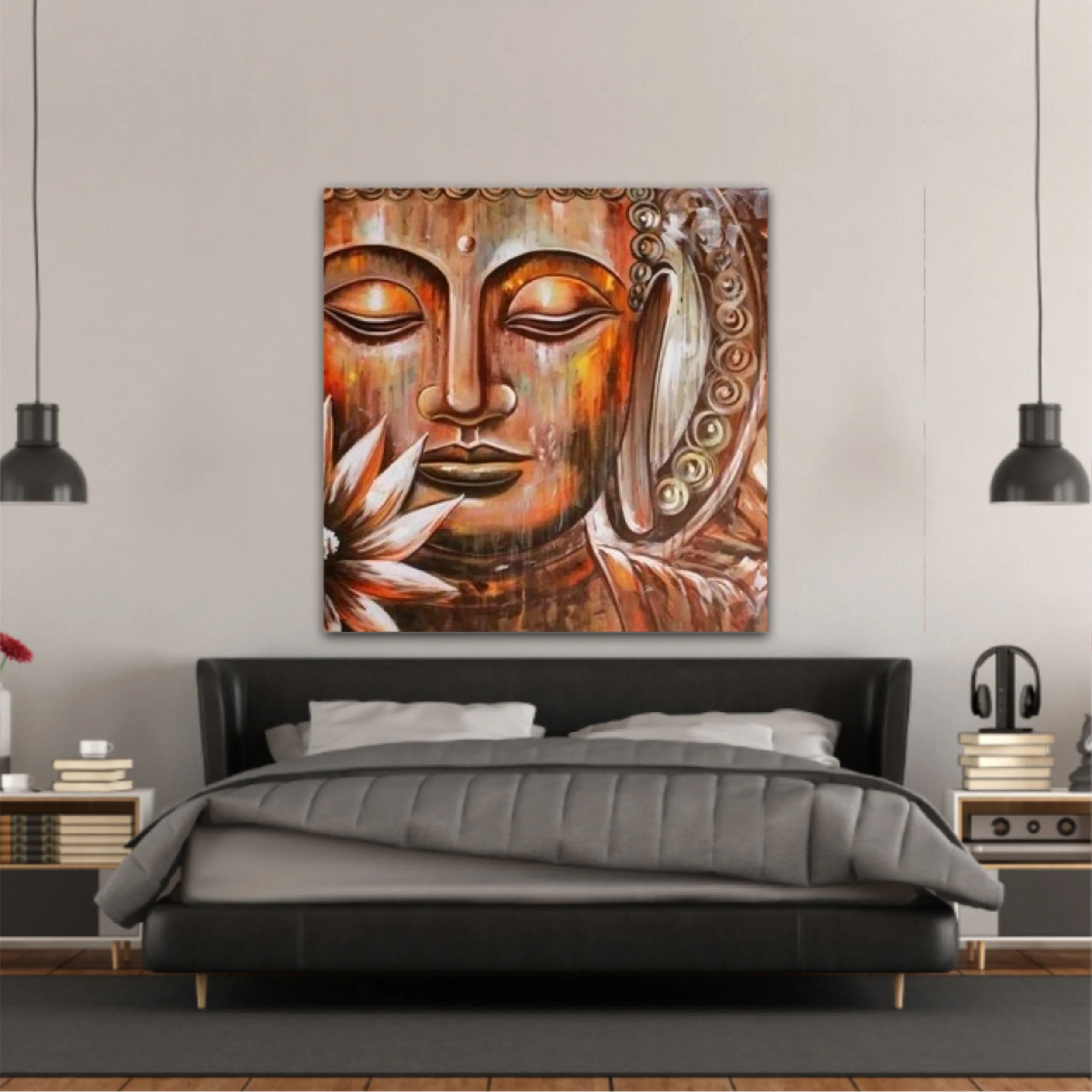 Buddha on grey background