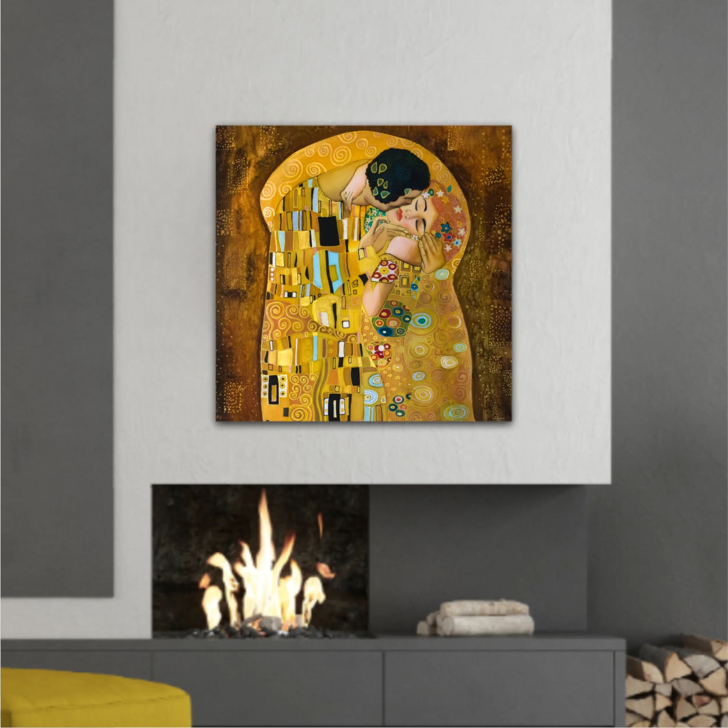 Kissing couple on the grounds of Gustav Klimt