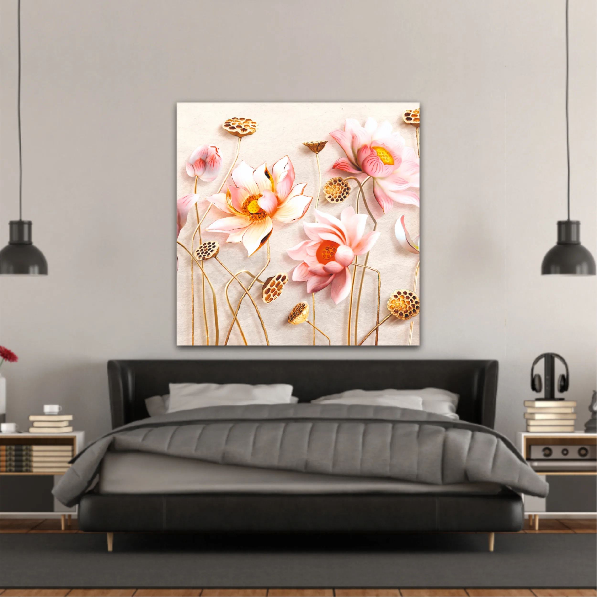 Pink flowers, 3D Illustration of flower wallpaper