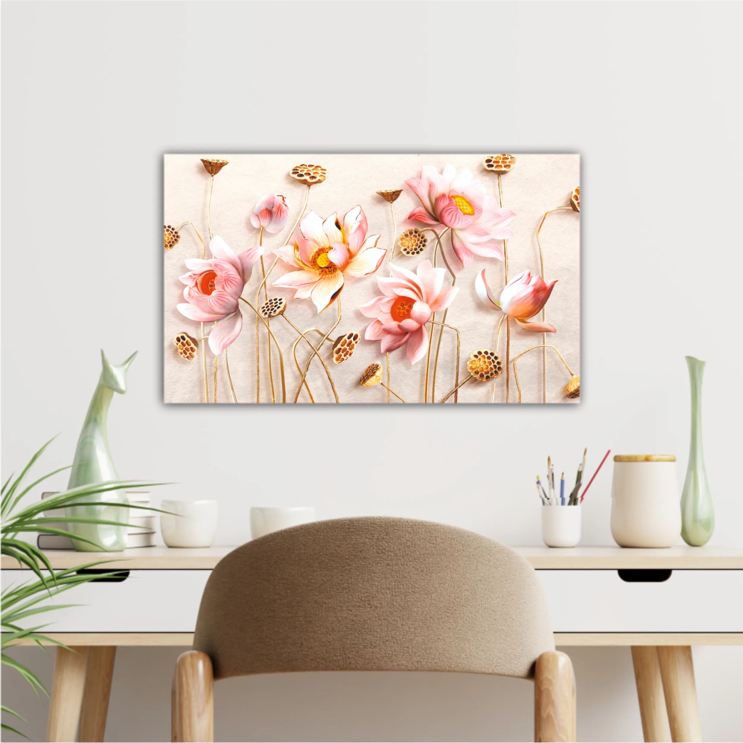 Pink flowers, 3D Illustration of flower wallpaper